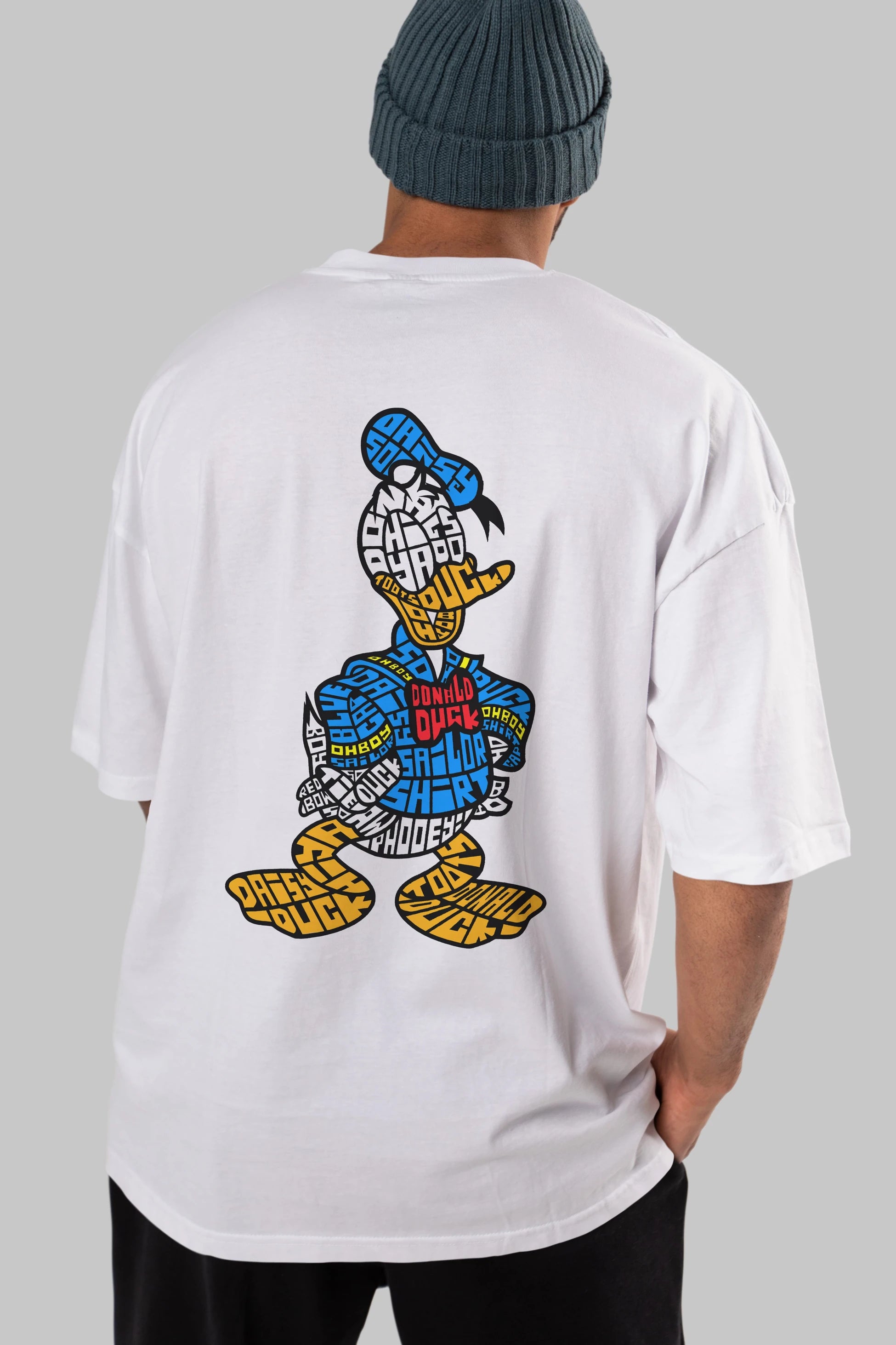 Donald Arka Baskılı Oversize t-shirt %100 pamuk Erkek Kadın Unisex