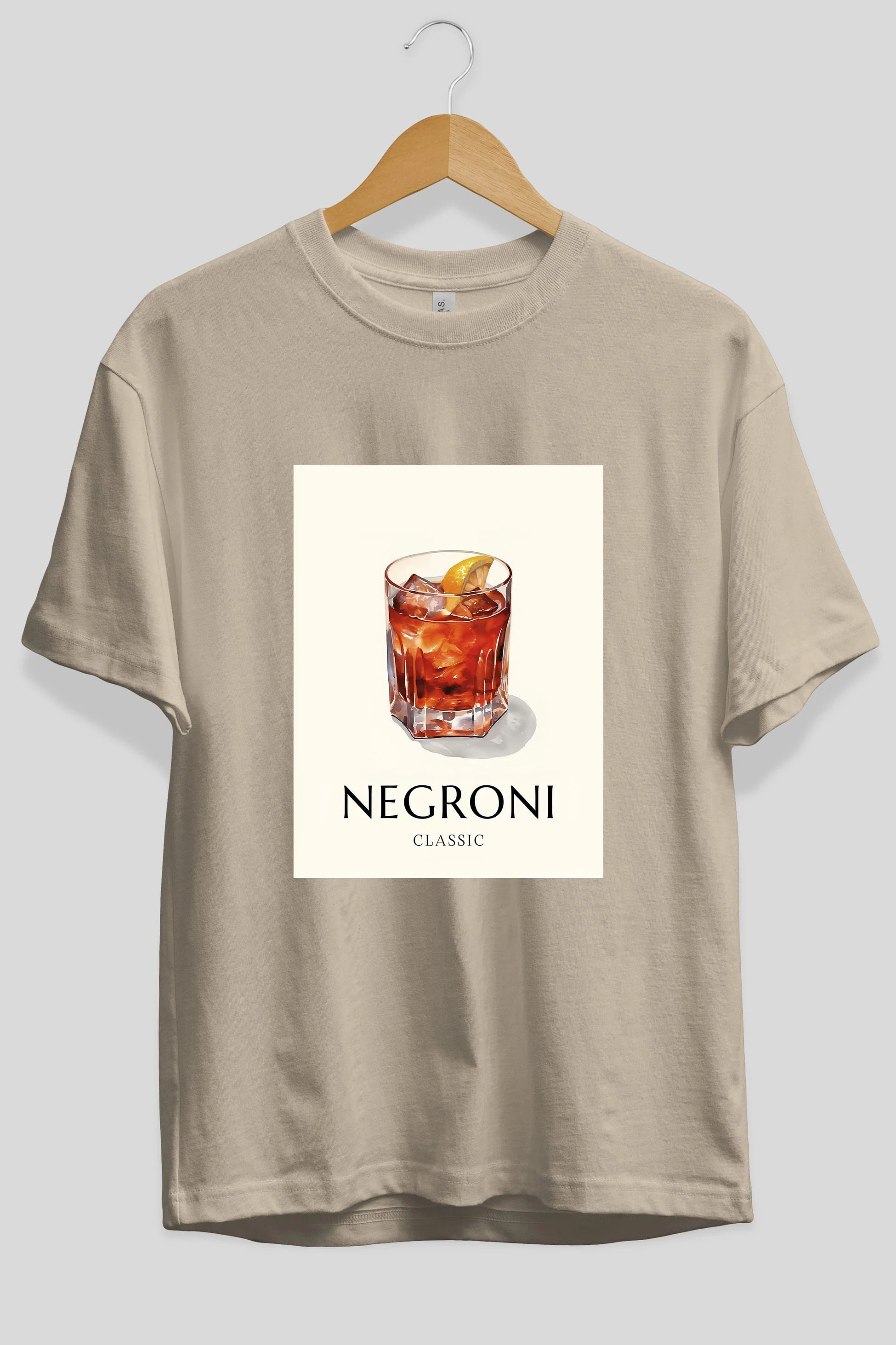 Negroni Classic Ön Baskılı Oversize t-shirt Erkek Kadın Unisex %100 Pamuk Bisiklet Yaka tişort