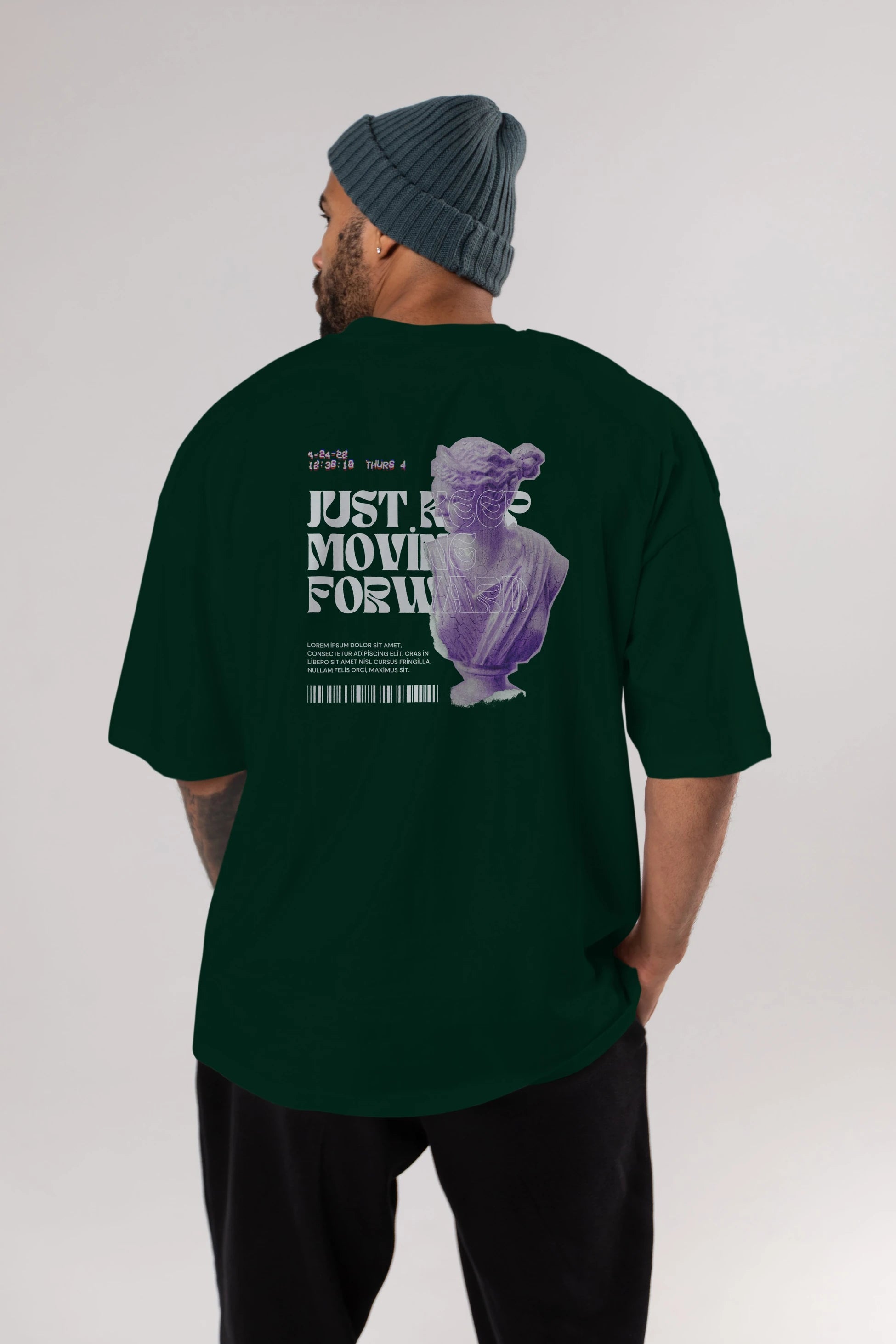 Just Keep Moving Forward Yazılı Arka Baskılı Oversize t-shirt Erkek Kadın Unisex