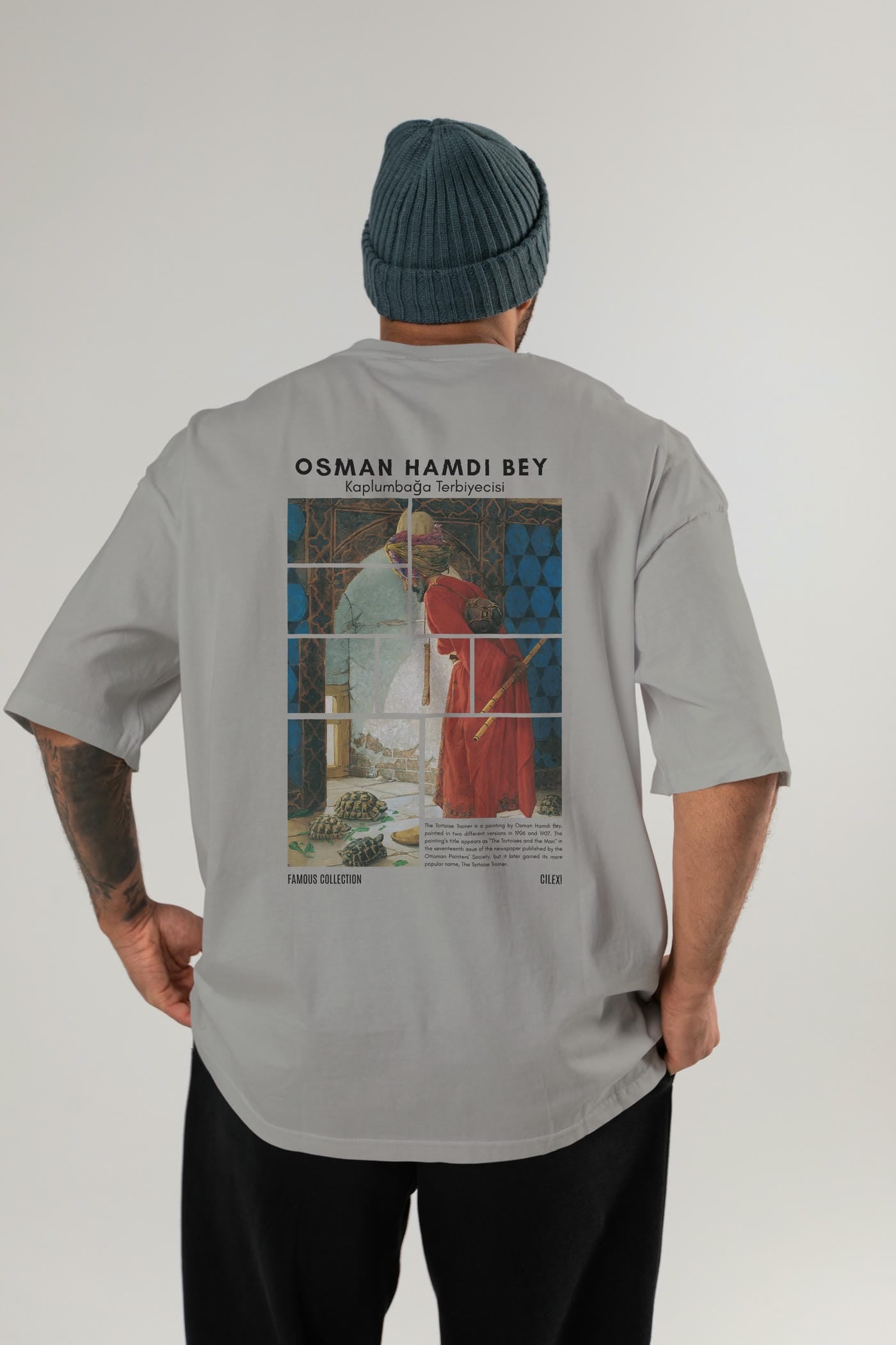 Osman Hamdi Bey Arka Baskılı Oversize t-shirt Erkek Kadın Bisiklet Yaka Pamuk tişort