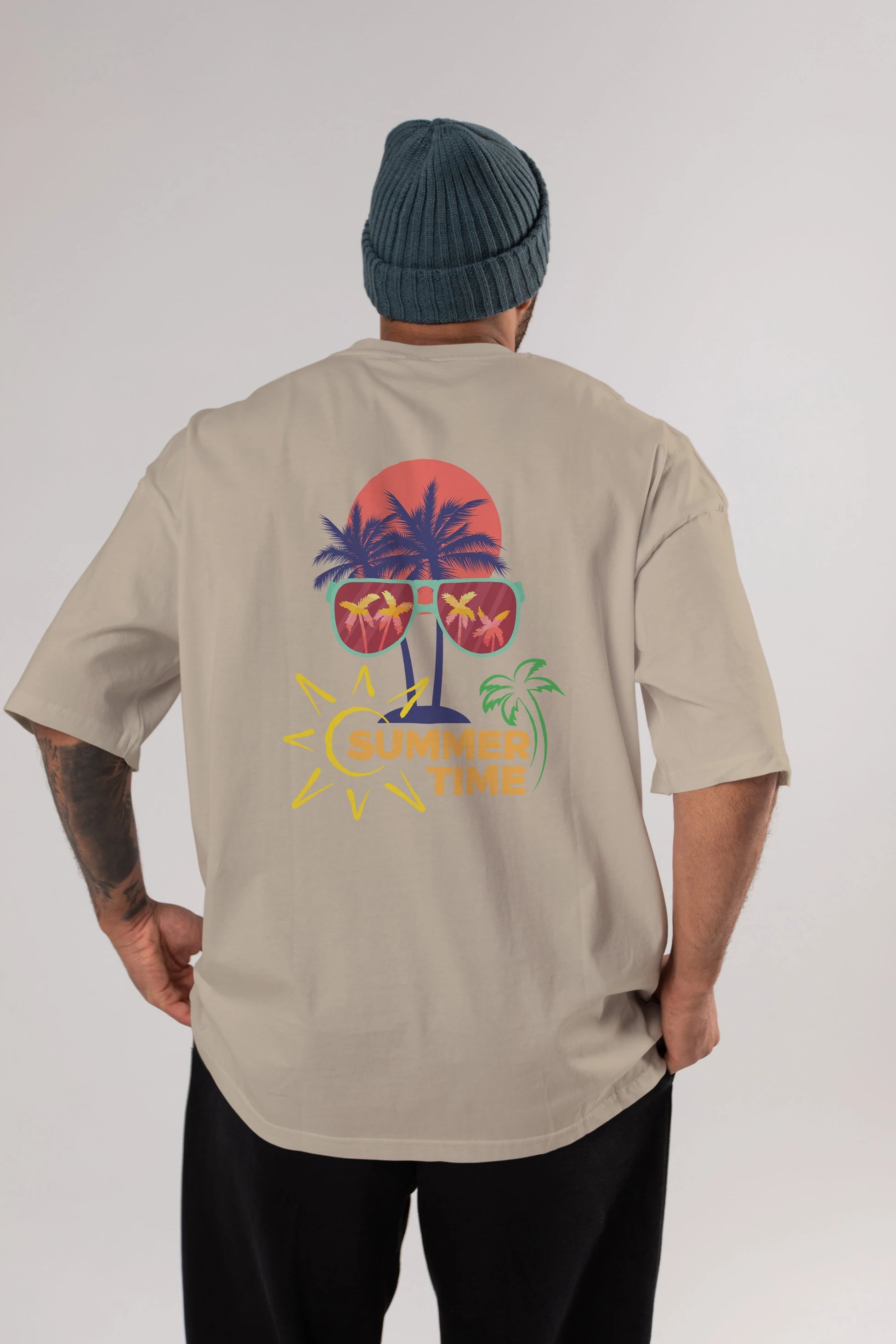 Summer Time Yazılı Arka Baskılı Oversize t-shirt Erkek Kadın Unisex