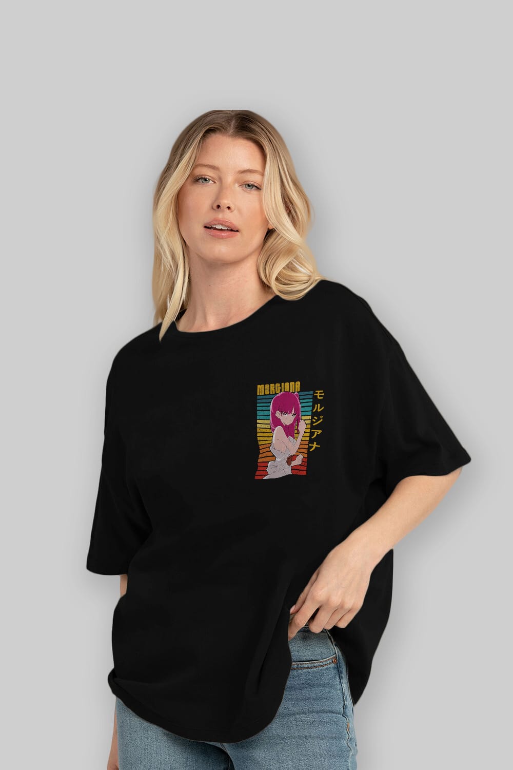 Morgiana 3 Ön Sol Baskılı Oversize t-shirt Erkek Kadın Unisex %100 Pamuk Bisiklet Yaka tişort