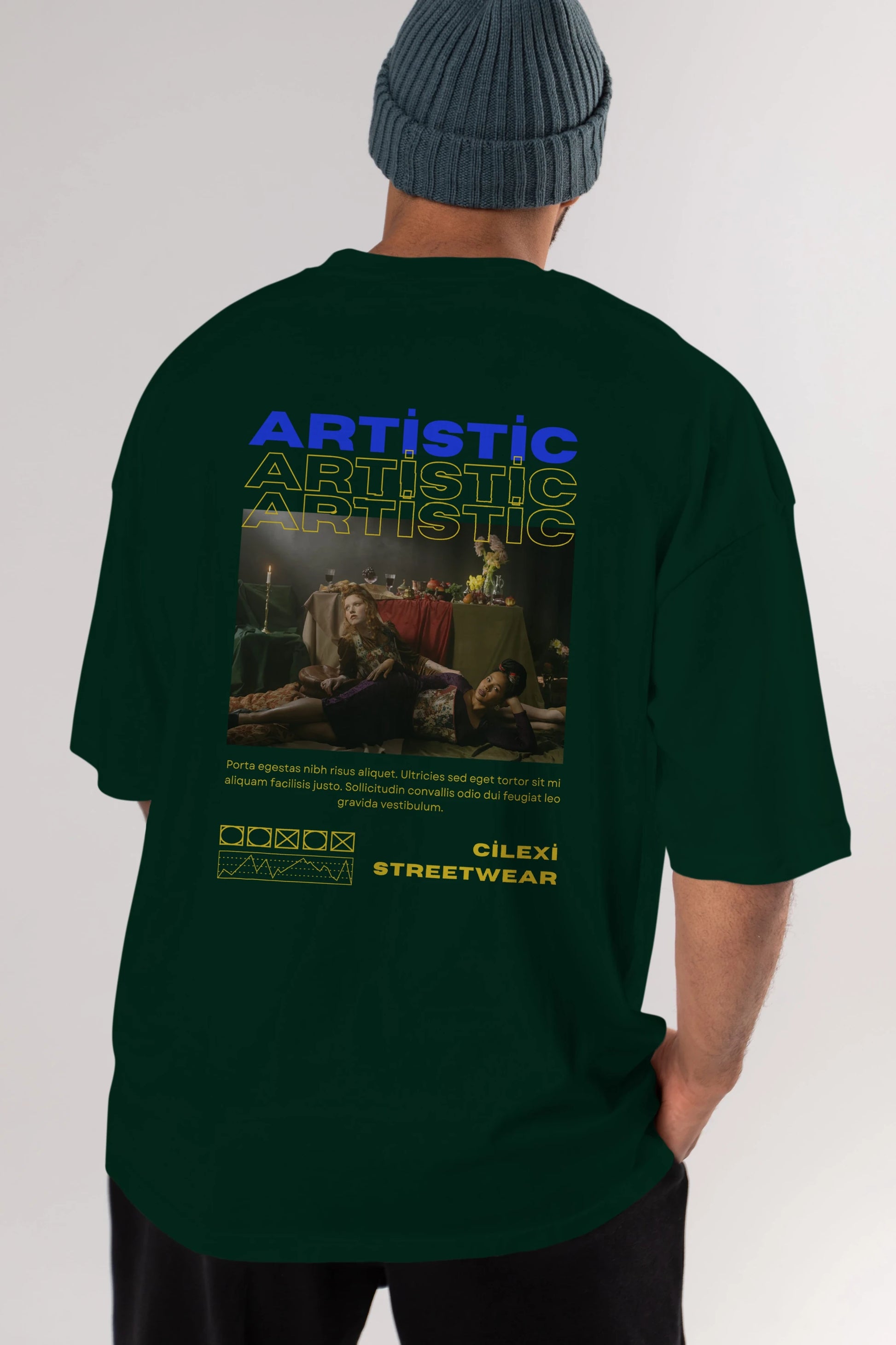 Artistic Yazılı Streetwear Arka Baskılı Oversize t-shirt Erkek Kadın Unisex