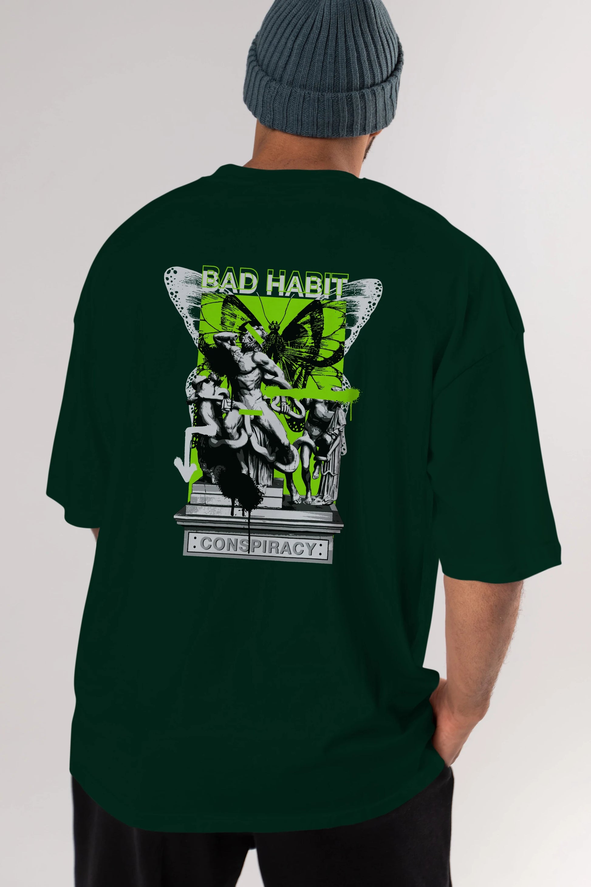 Bad Habit Arka Baskılı Oversize t-shirt Erkek Kadın Unisex