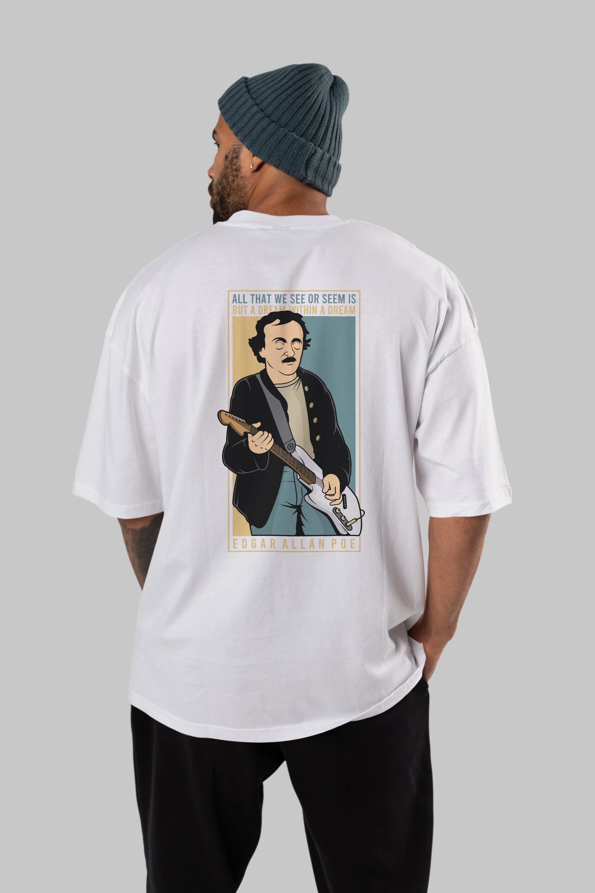 Edgar Alan Cobain Arka Baskılı Oversize t-shirt Erkek Kadın Unisex %100 Pamuk tişort