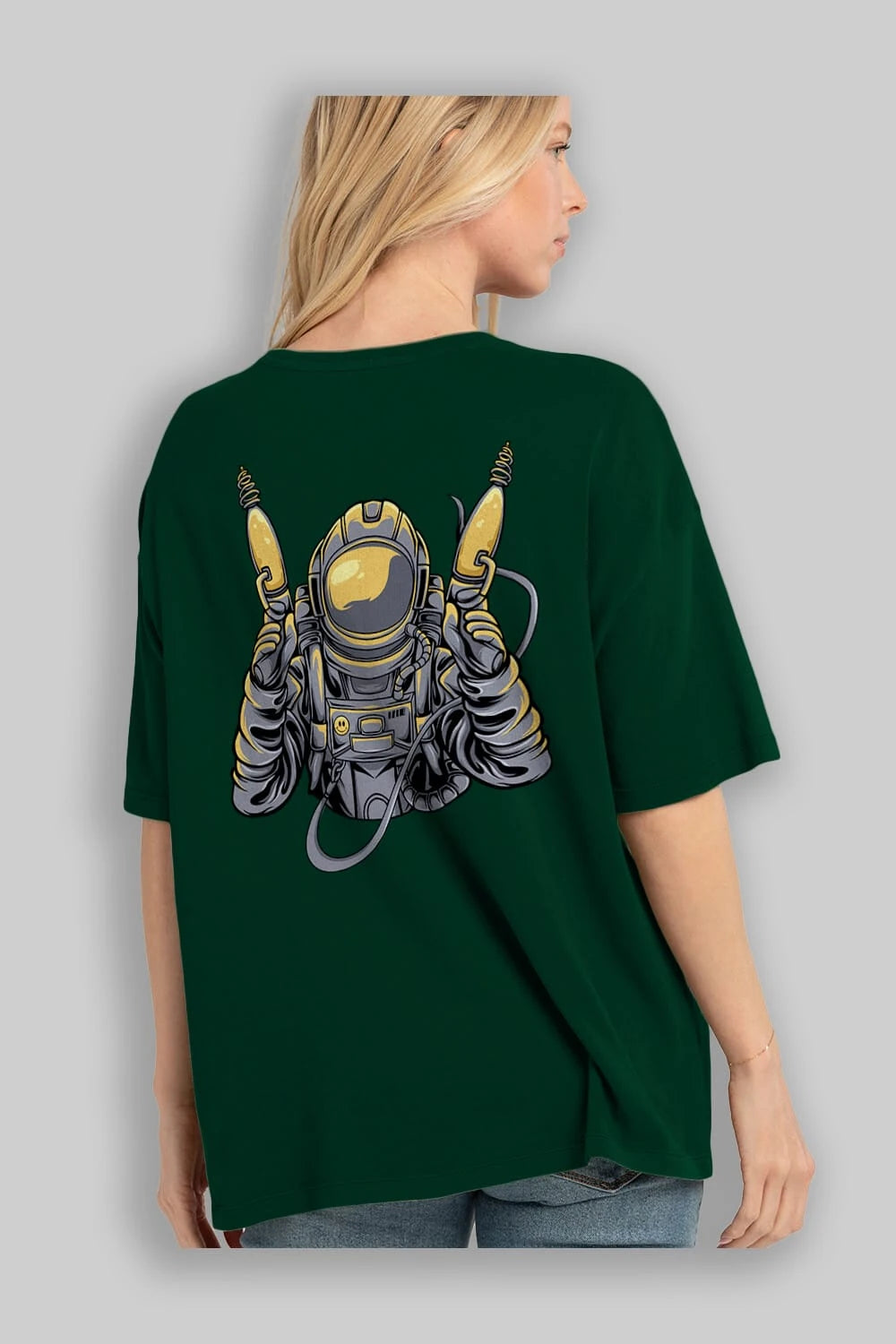 Alien Hunter Arka Baskılı Oversize t-shirt Erkek Kadın Unisex
