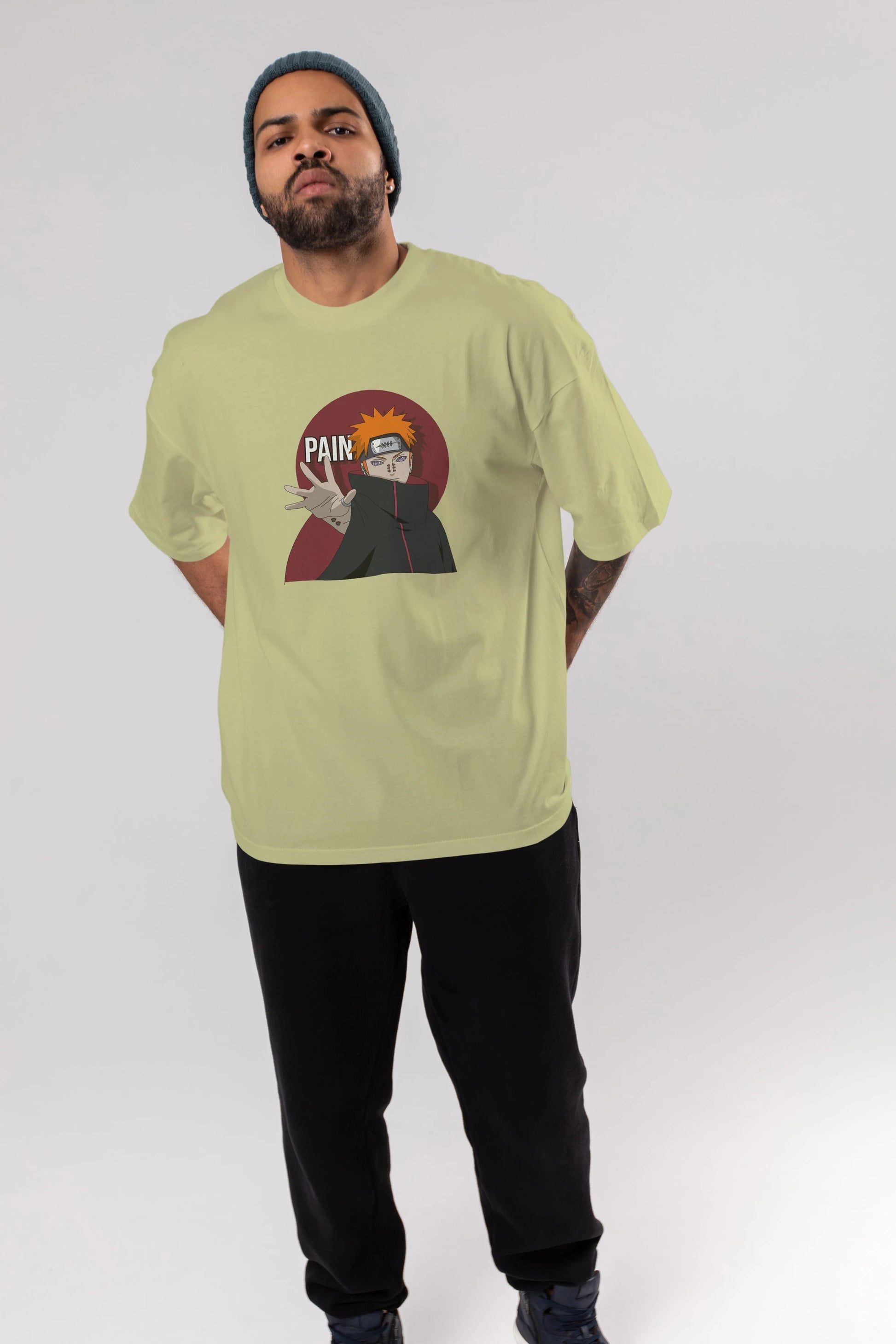 PAIN NARUTO Anime Ön Baskılı Oversize t-shirt %100 pamuk Erkek Kadın Unisex