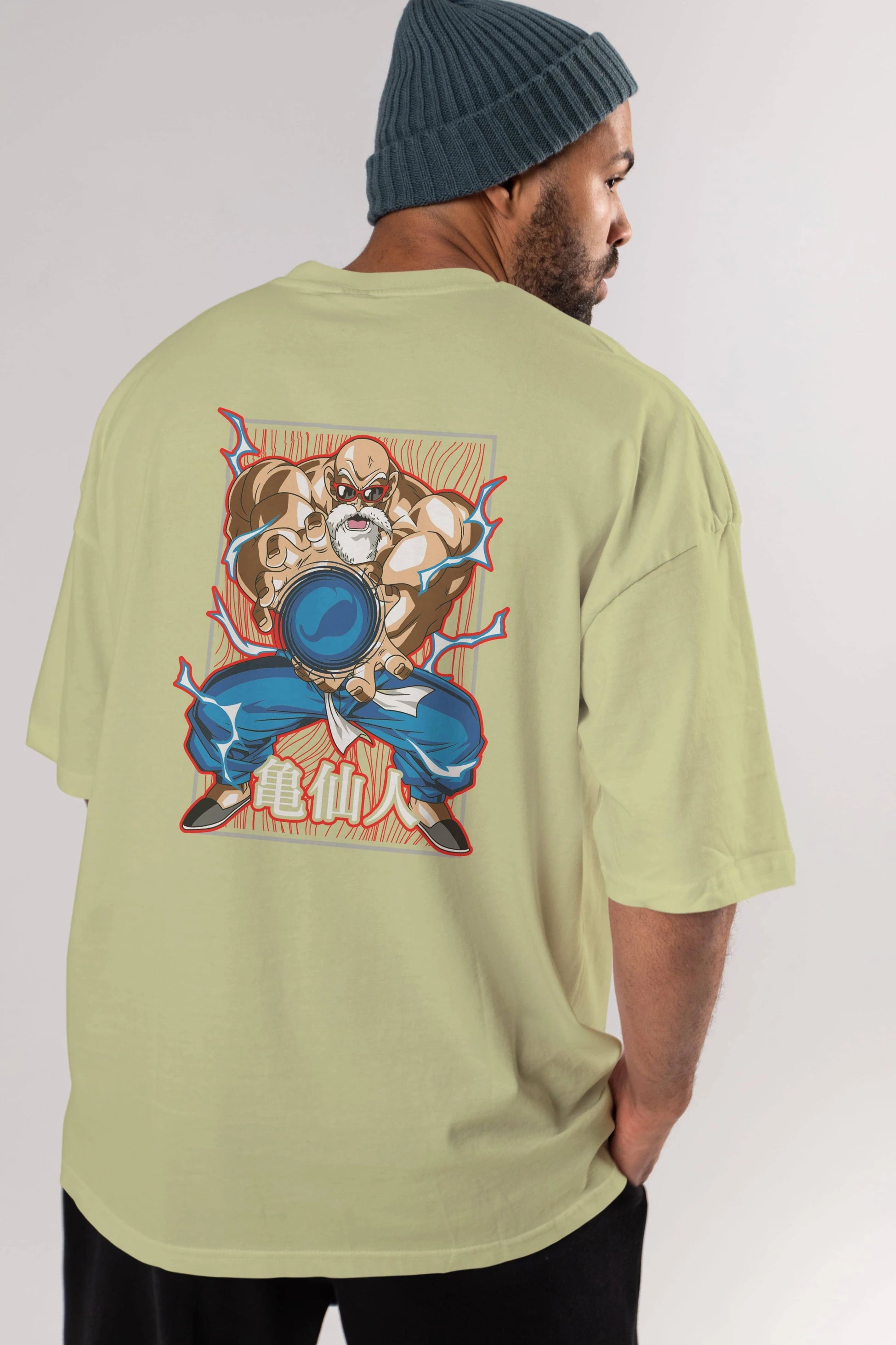 DragonBall MaestroRoshi Anime Arka Baskılı Oversize t-shirt Erkek Kadın Unisex