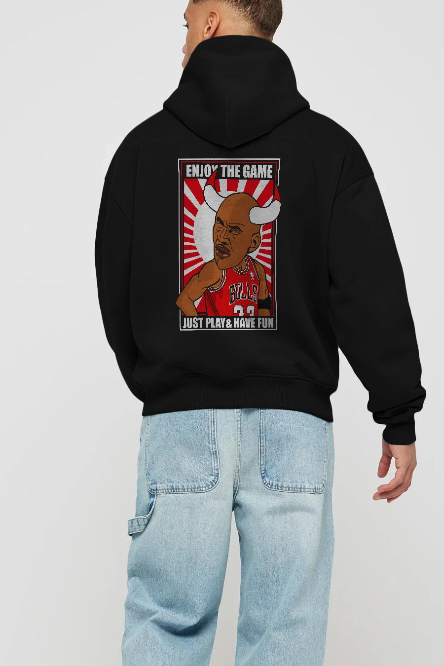 Michael Jordan Arka Baskılı Hoodie Oversize Kapüşonlu Sweatshirt Erkek Kadın Unisex