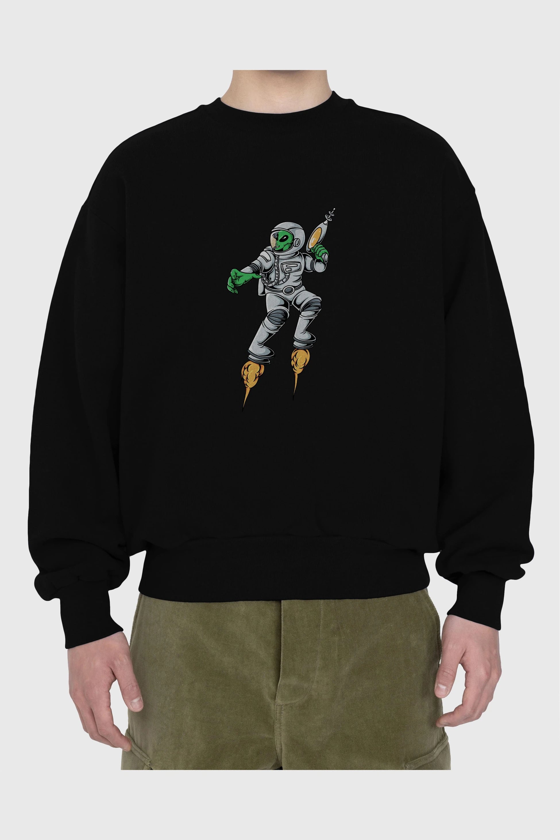 Alien Wars Ön Baskılı Oversize Sweatshirt Erkek Kadın Unisex