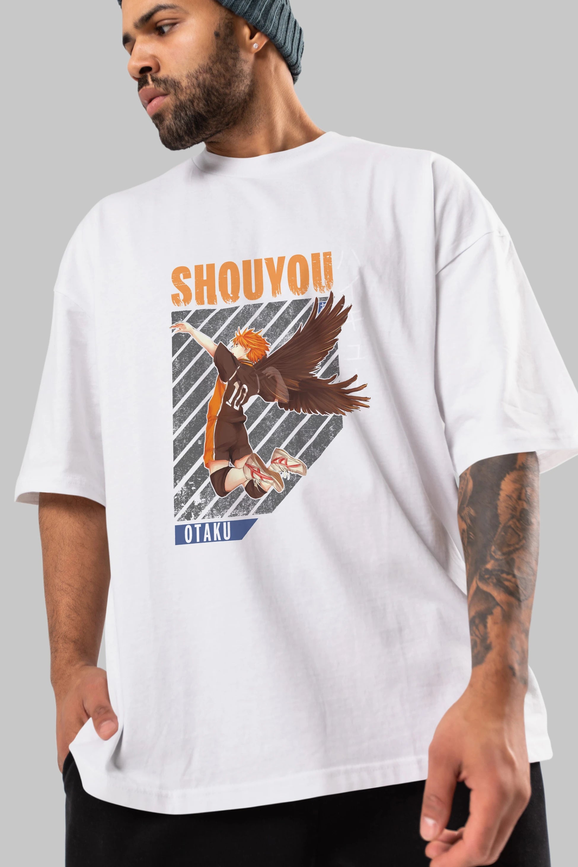 Shouyou Hinata 10 Anime Ön Baskılı Oversize t-shirt %100 pamuk Erkek Kadın Unisex