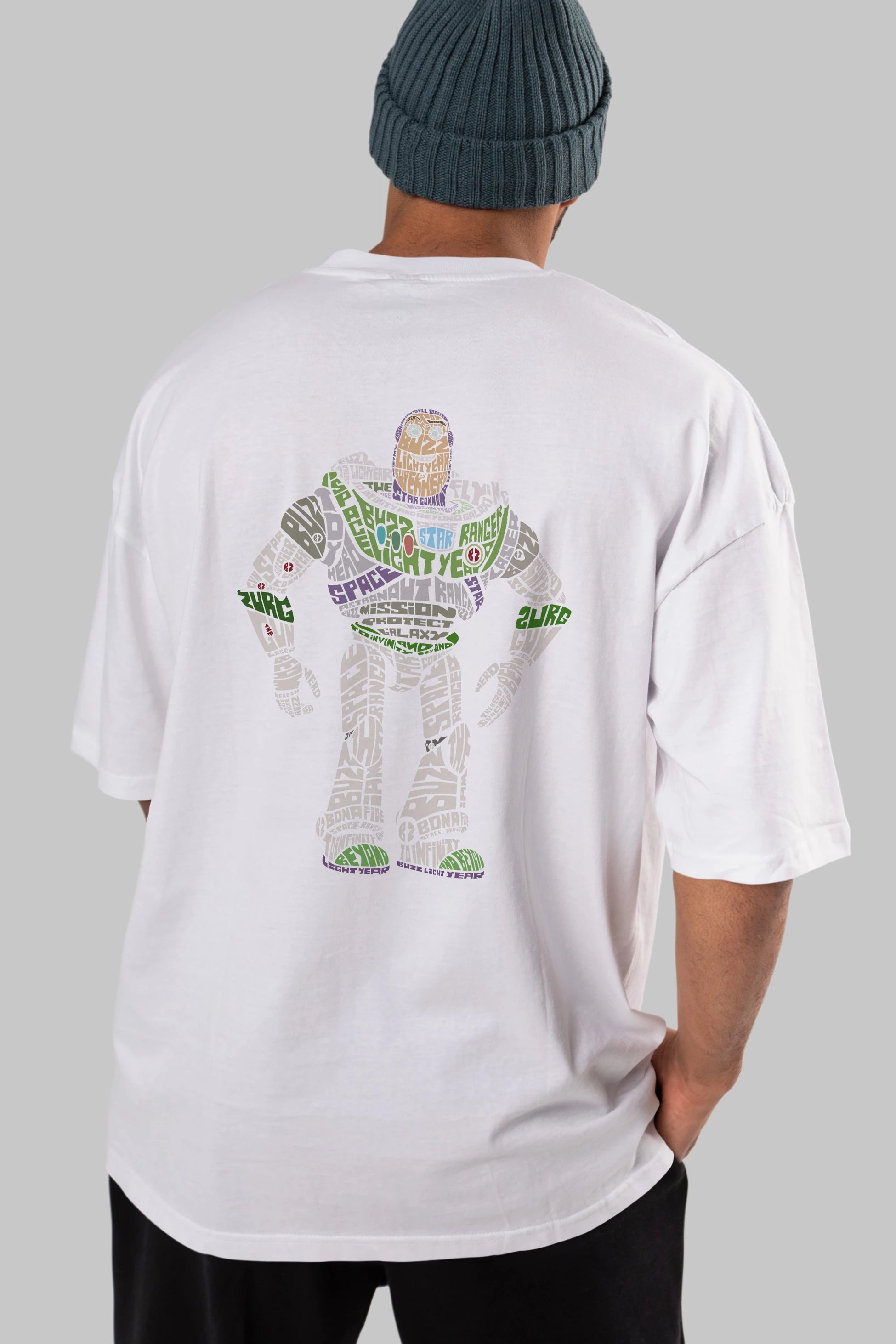 Buzz Arka Baskılı Oversize t-shirt %100 pamuk Erkek Kadın Unisex