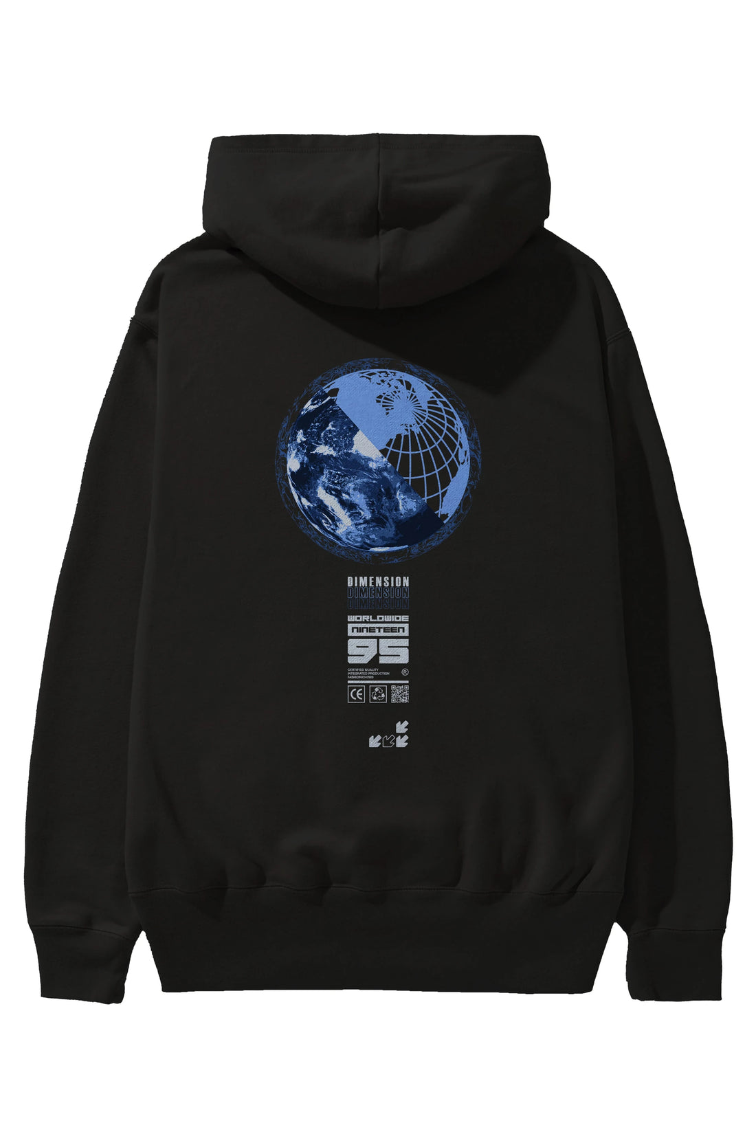 Dimension 95 Arka Baskılı Hoodie Oversize Kapüşonlu Sweatshirt Erkek Kadın Unisex