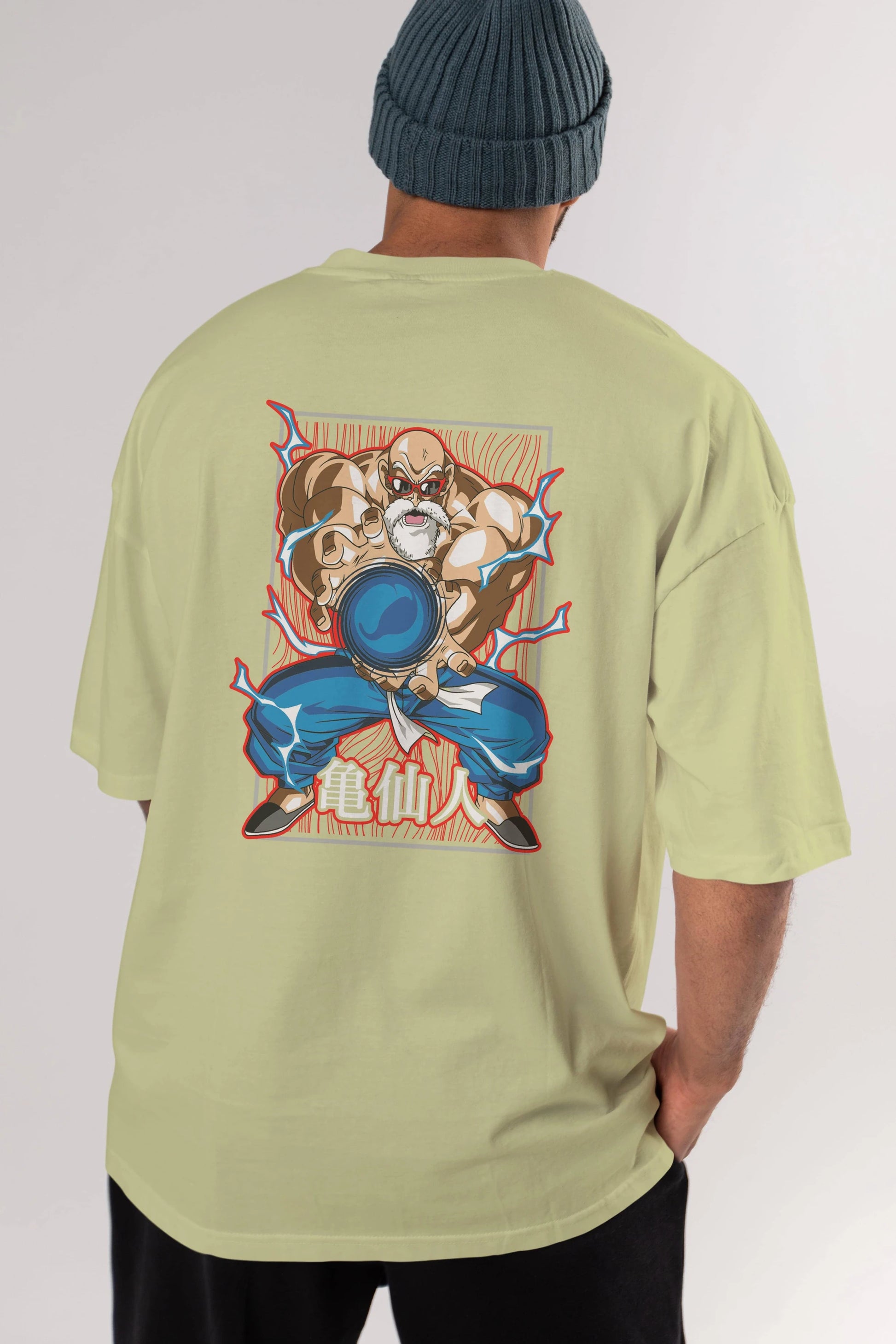 DragonBall MaestroRoshi Anime Arka Baskılı Oversize t-shirt Erkek Kadın Unisex