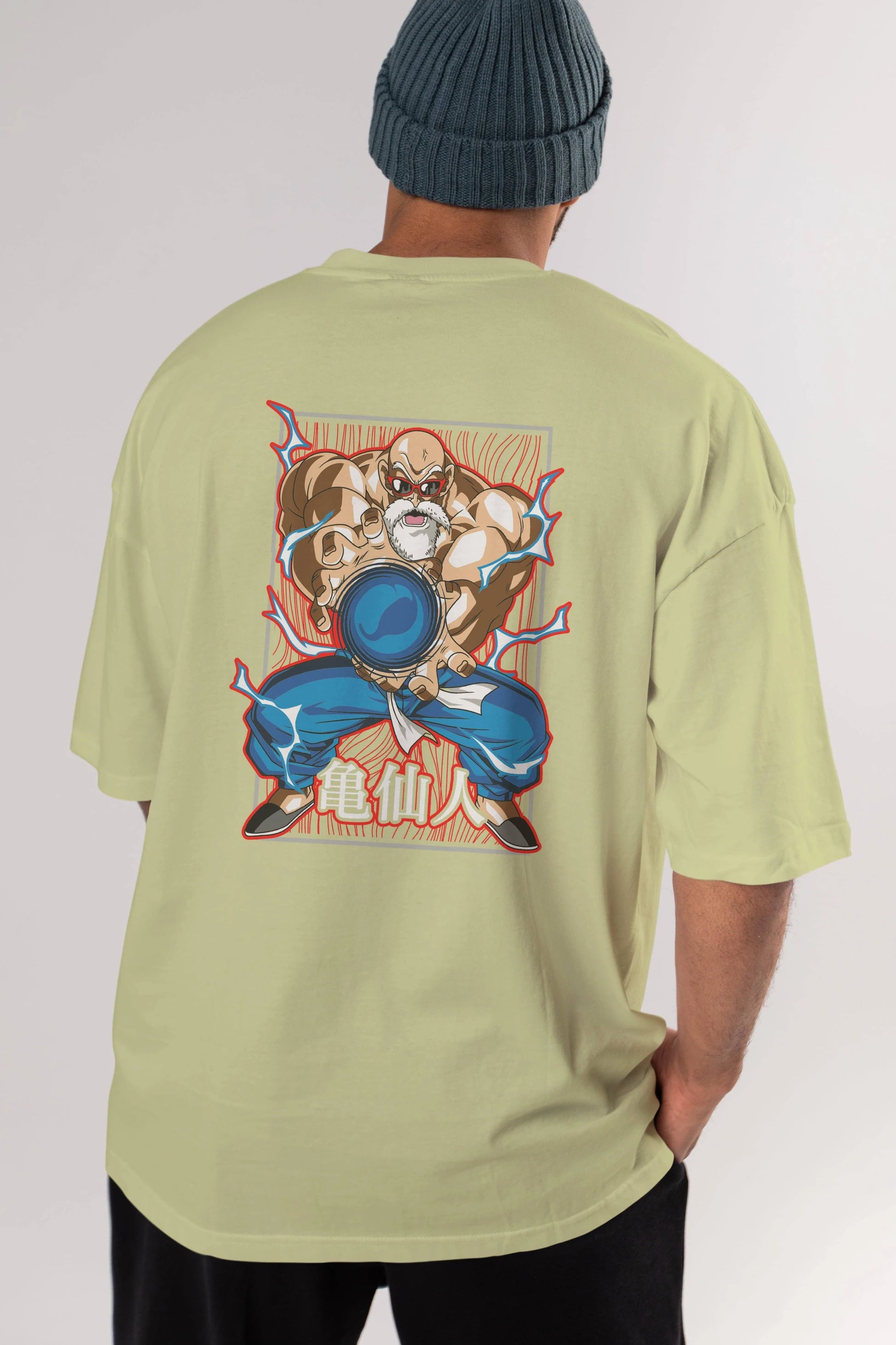 DragonBall MaestroRoshi Anime Arka Baskılı Oversize t-shirt Erkek Kadın Unisex
