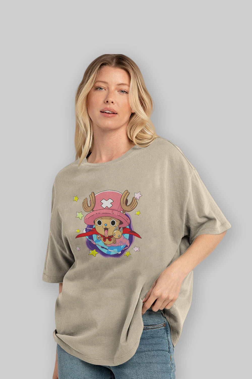 Tony Tony Chopper Anime Ön Baskılı Oversize t-shirt Erkek Kadın Unisex