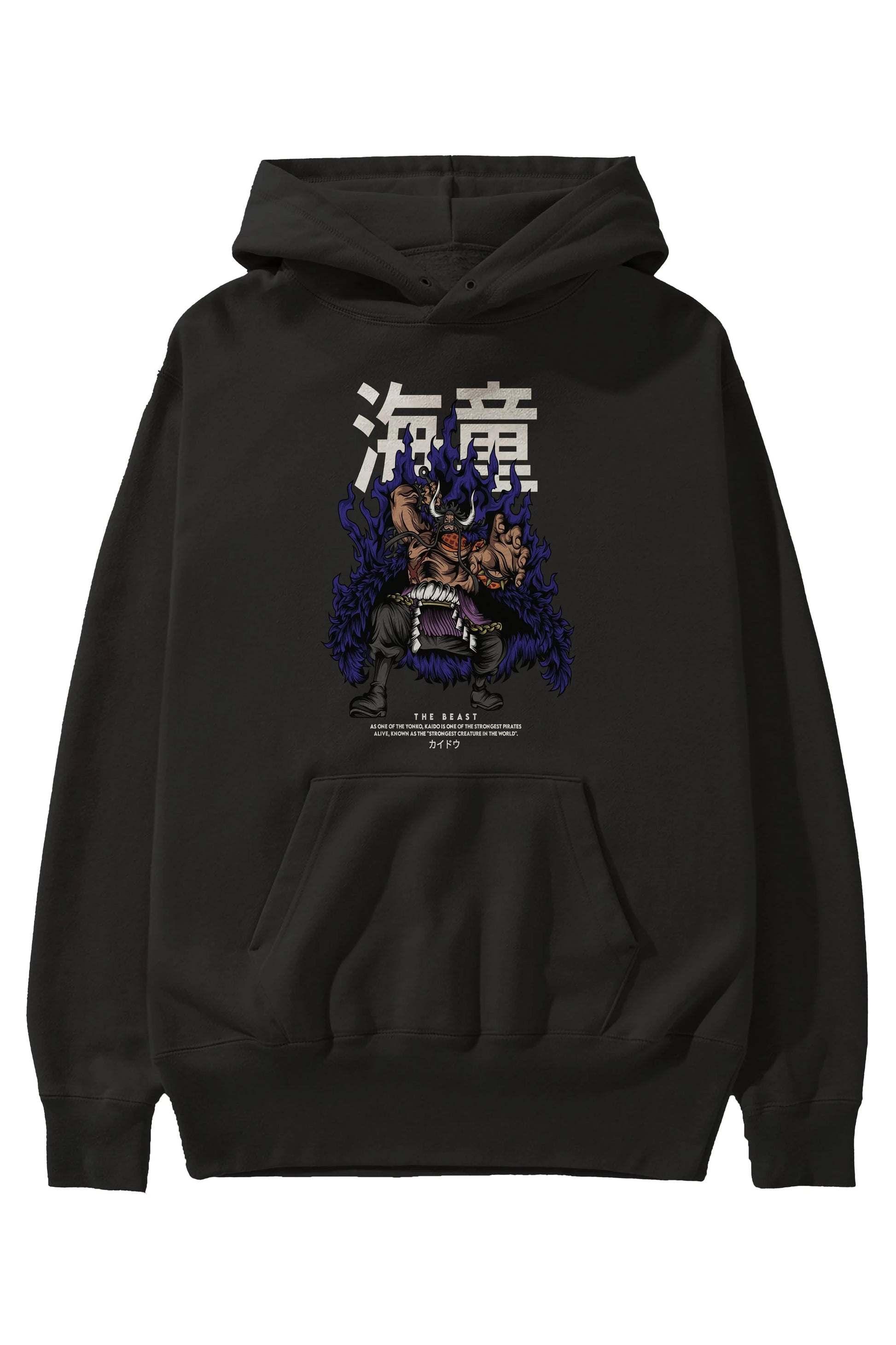 Kaido Anime Ön Baskılı Hoodie Oversize Kapüşonlu Sweatshirt Erkek Kadın Unisex