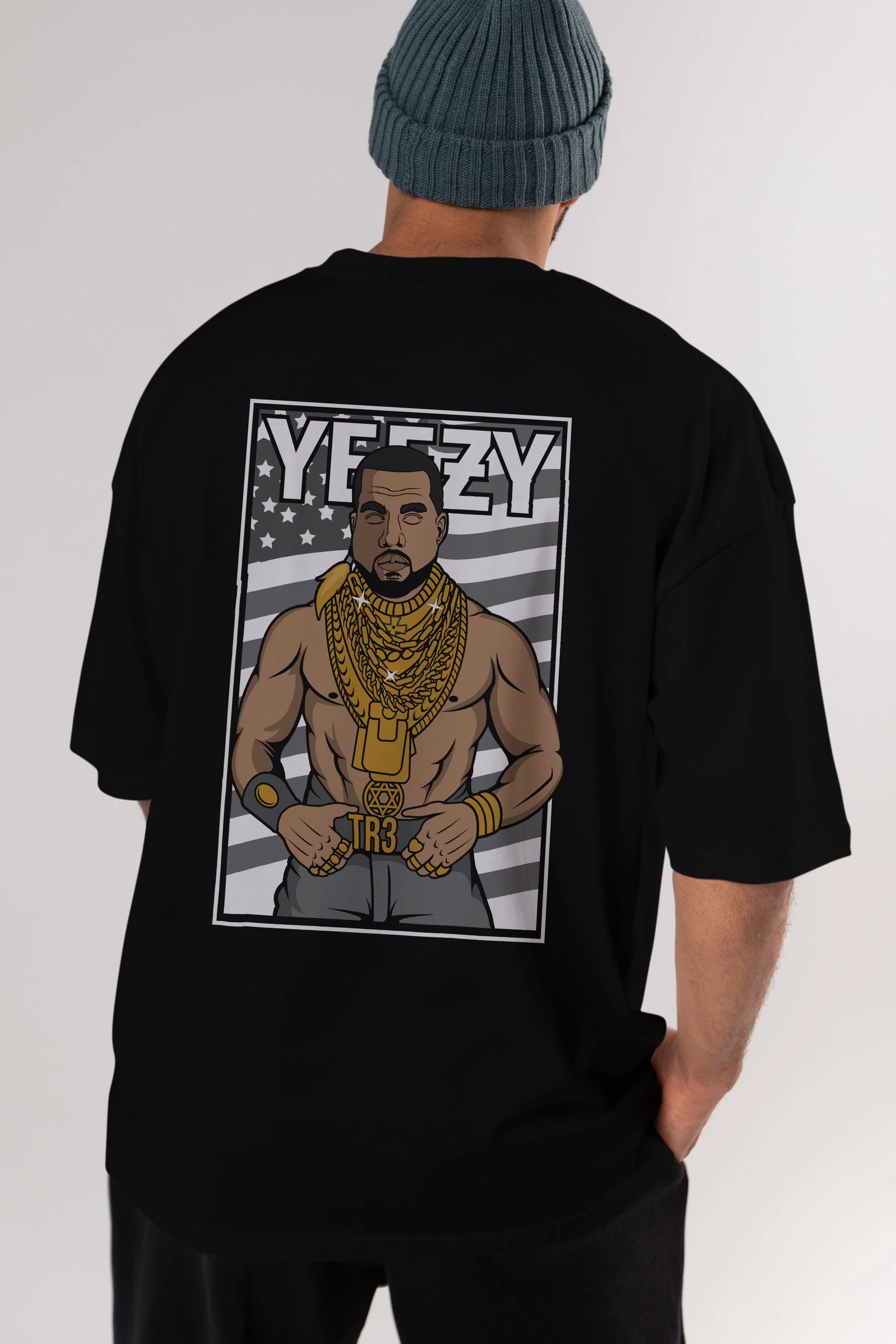 Mr.T Arka Baskılı Oversize t-shirt Erkek Kadın Unisex %100 Pamuk tişort