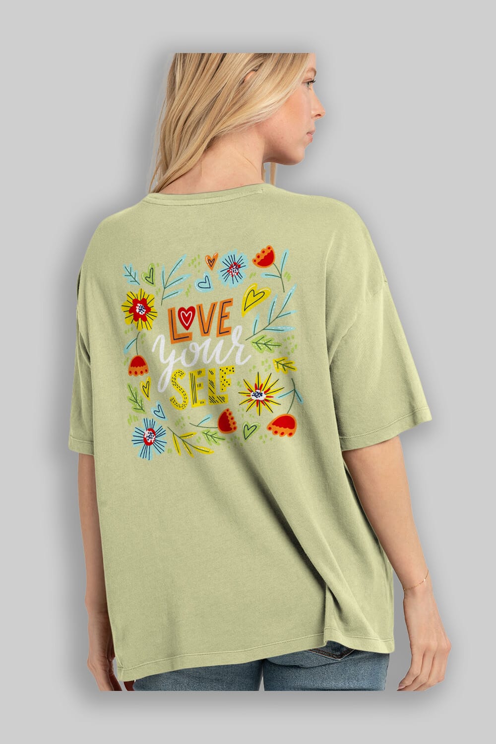 Love Yourself Yazılı Arka Baskılı Oversize t-shirt Erkek Kadın Unisex