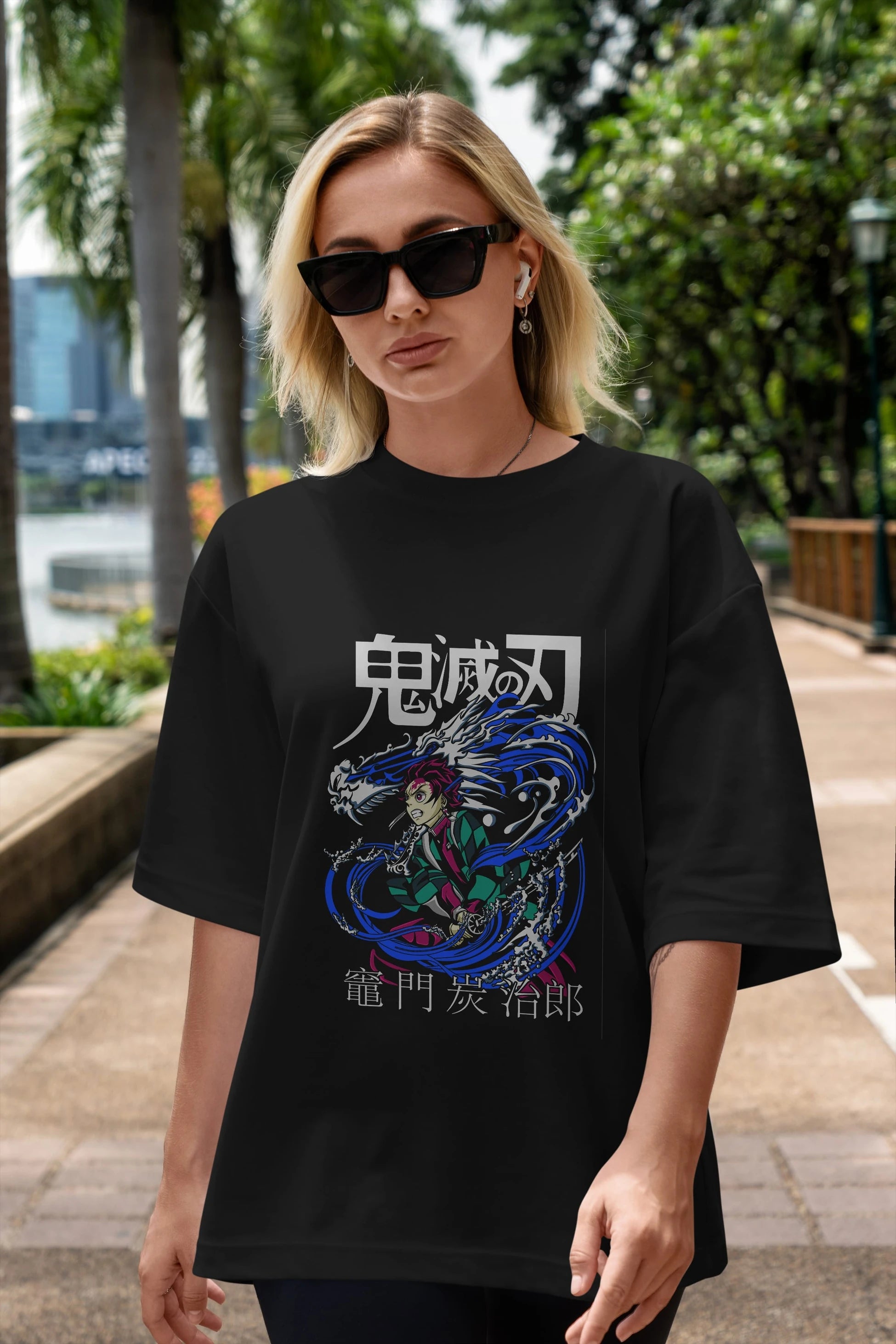 TANJIRO KAMADO 2 Anime Ön Baskılı Oversize t-shirt %100 pamuk Erkek Kadın Unisex