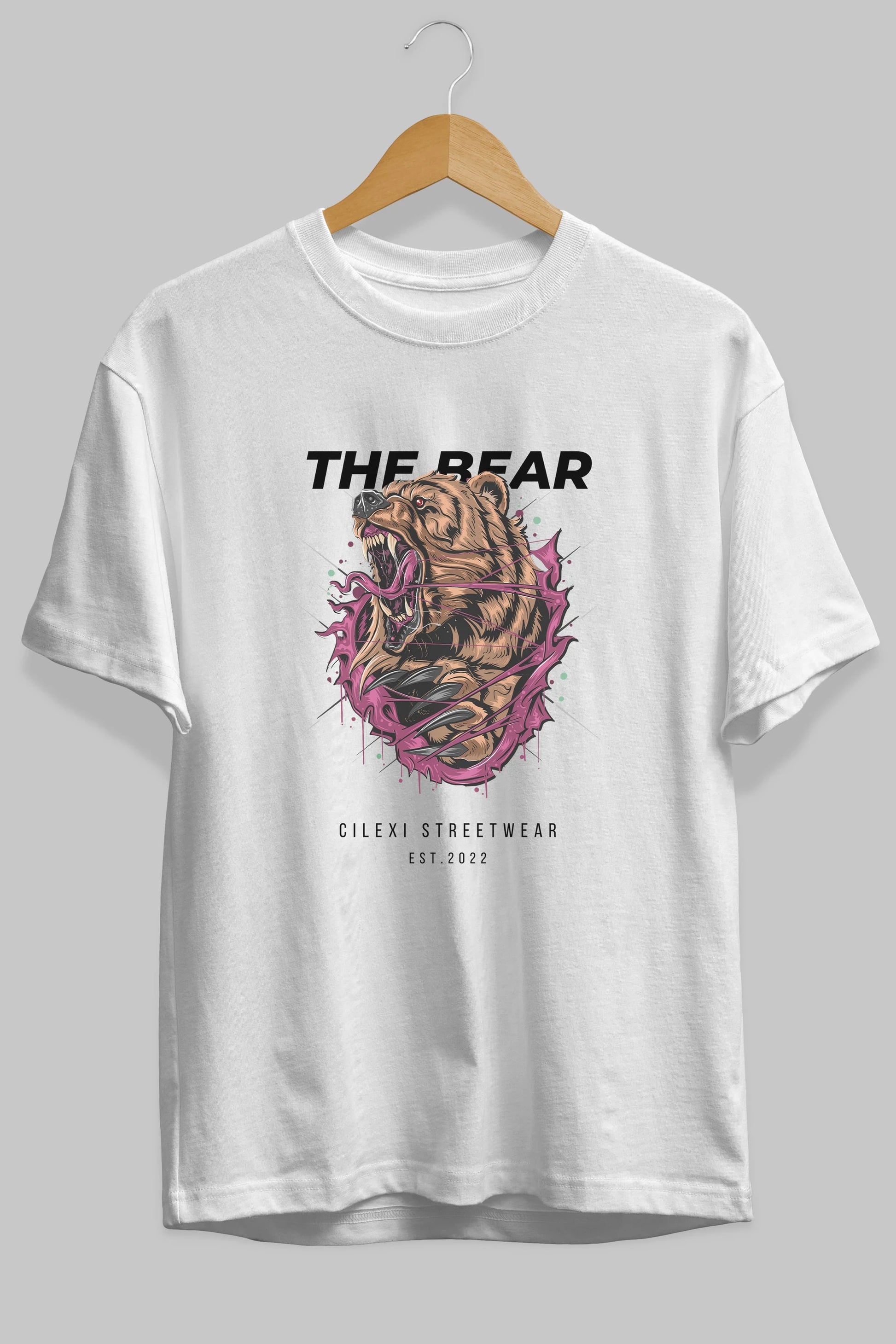 The Bear Ön Baskılı Oversize t-shirt Erkek Kadın Unisex %100 Pamuk