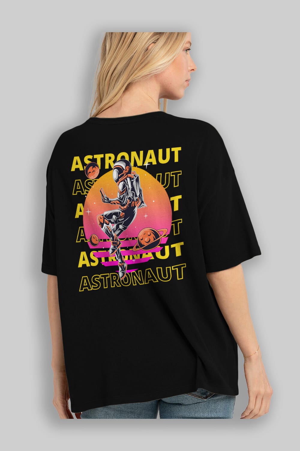 Astronaut Streetwear 2 Arka Baskılı Oversize t-shirt Erkek Kadın Unisex