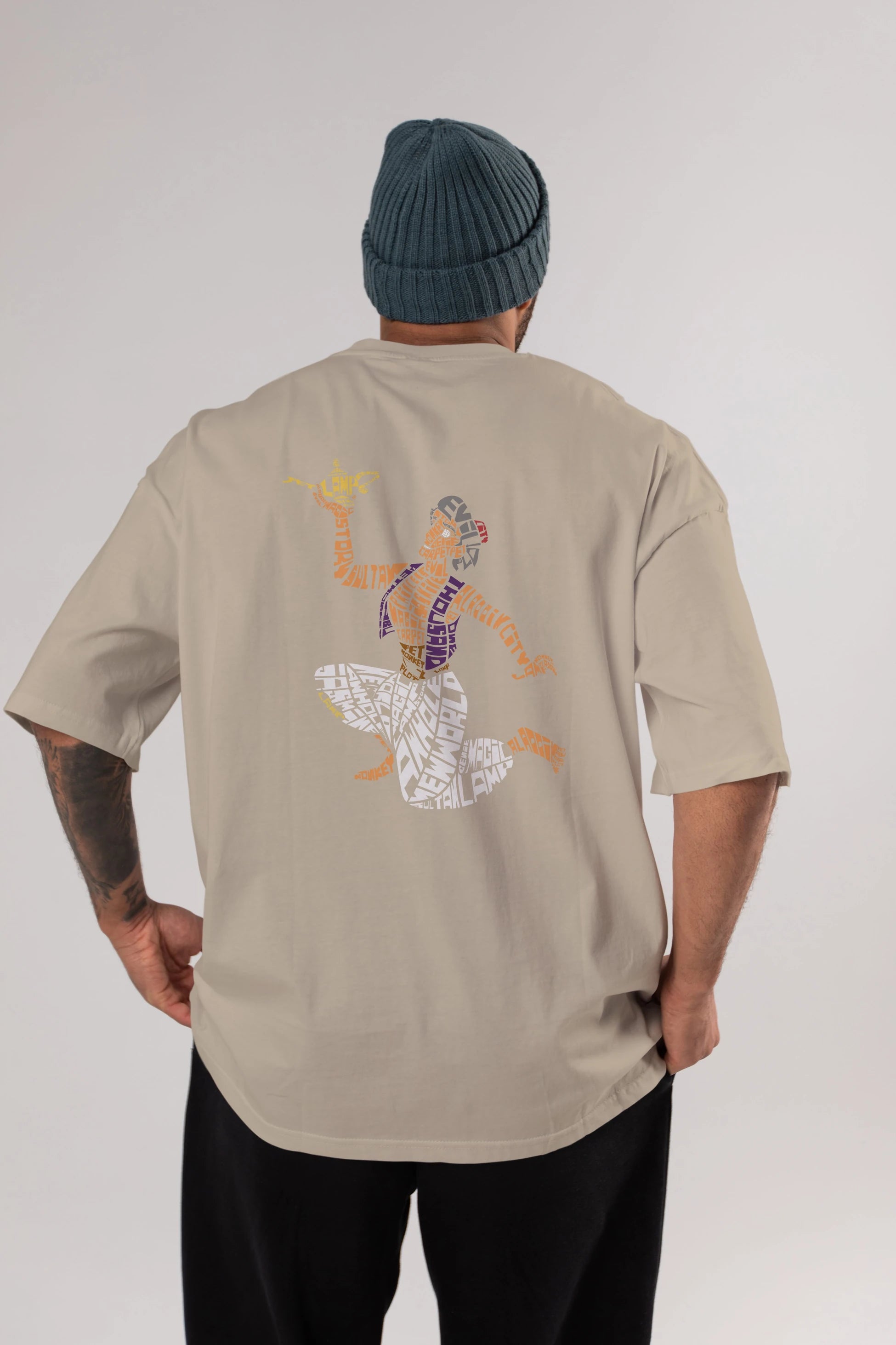 Aladdin Arka Baskılı Oversize t-shirt %100 pamuk Erkek Kadın Unisex