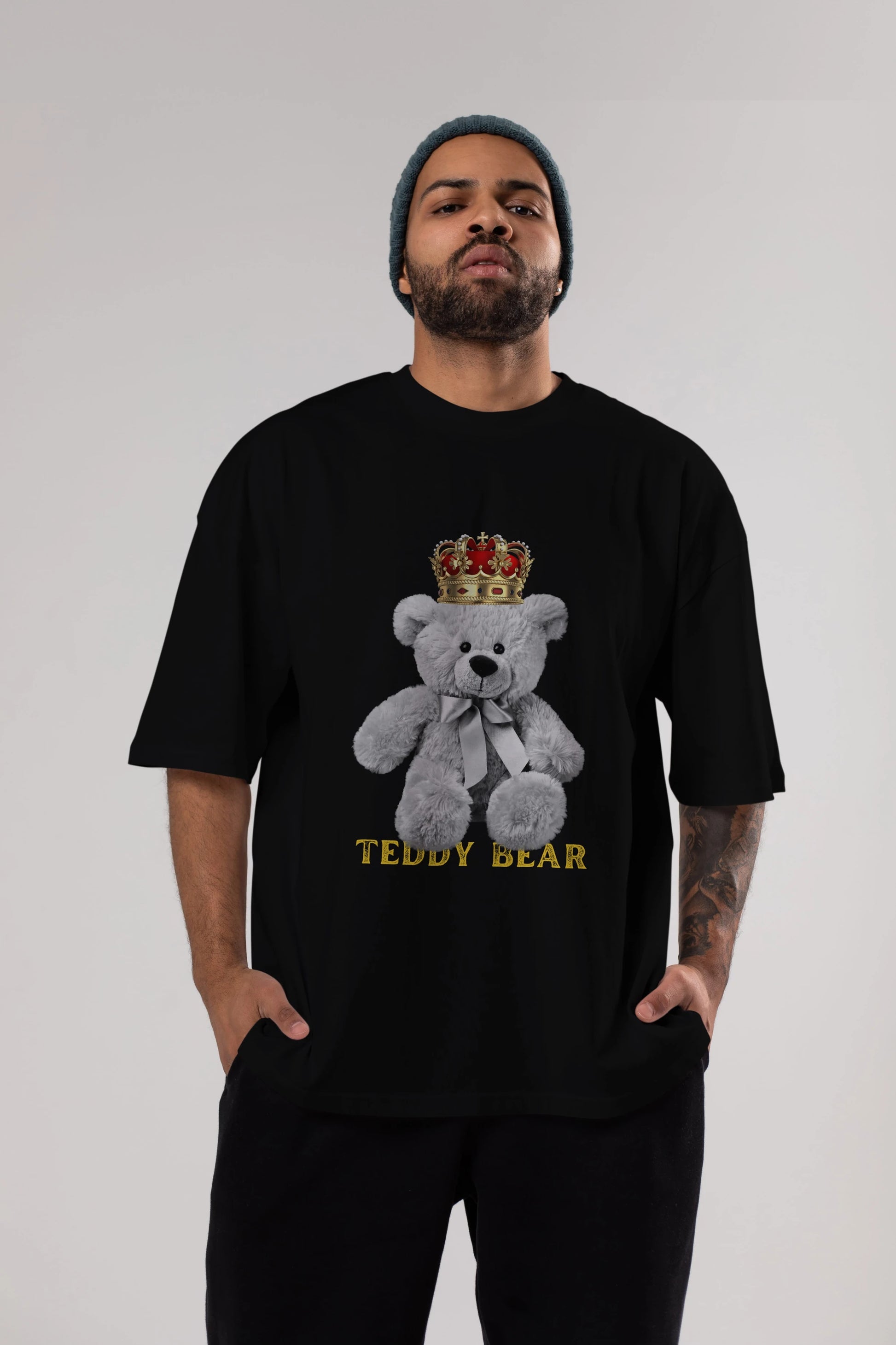 Teddy Bear Ön Baskılı Oversize t-shirt Erkek Kadın Unisex %100 Pamuk