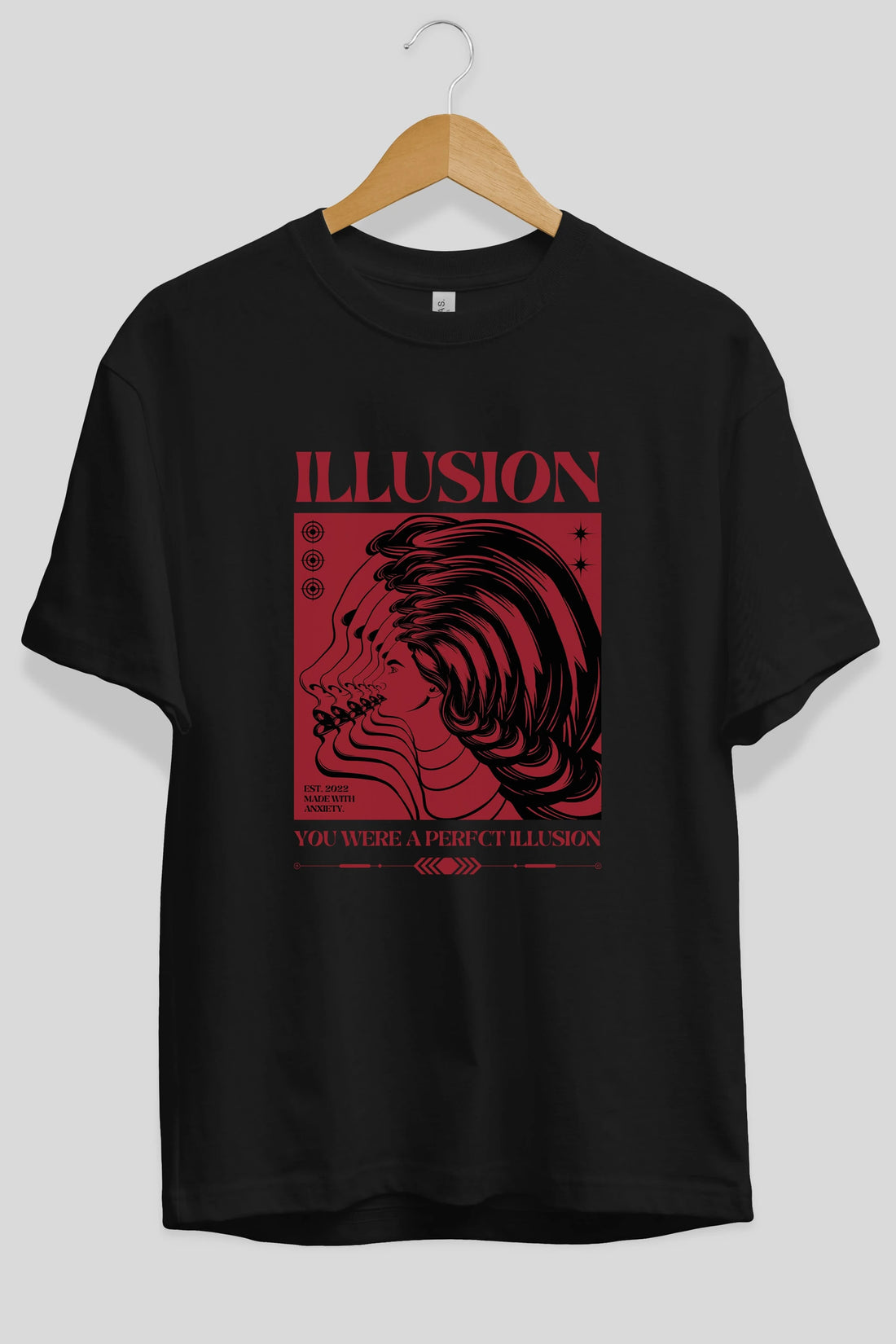 Illusion Streetwear Ön Baskılı Oversize t-shirt Erkek Kadın Unisex