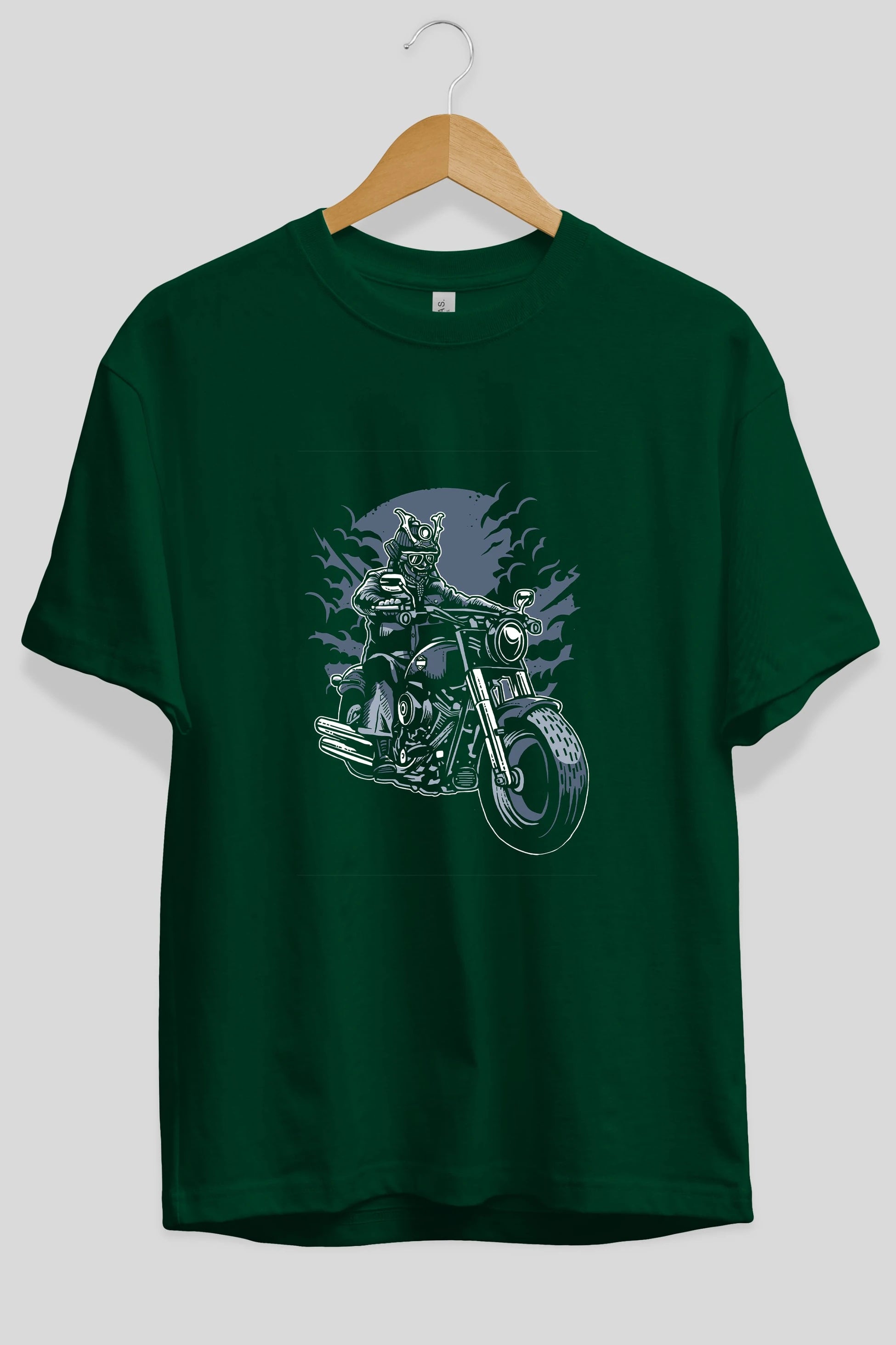 Samurai Ride Ön Baskılı Oversize t-shirt Erkek Kadın Unisex %100 Pamuk tişort