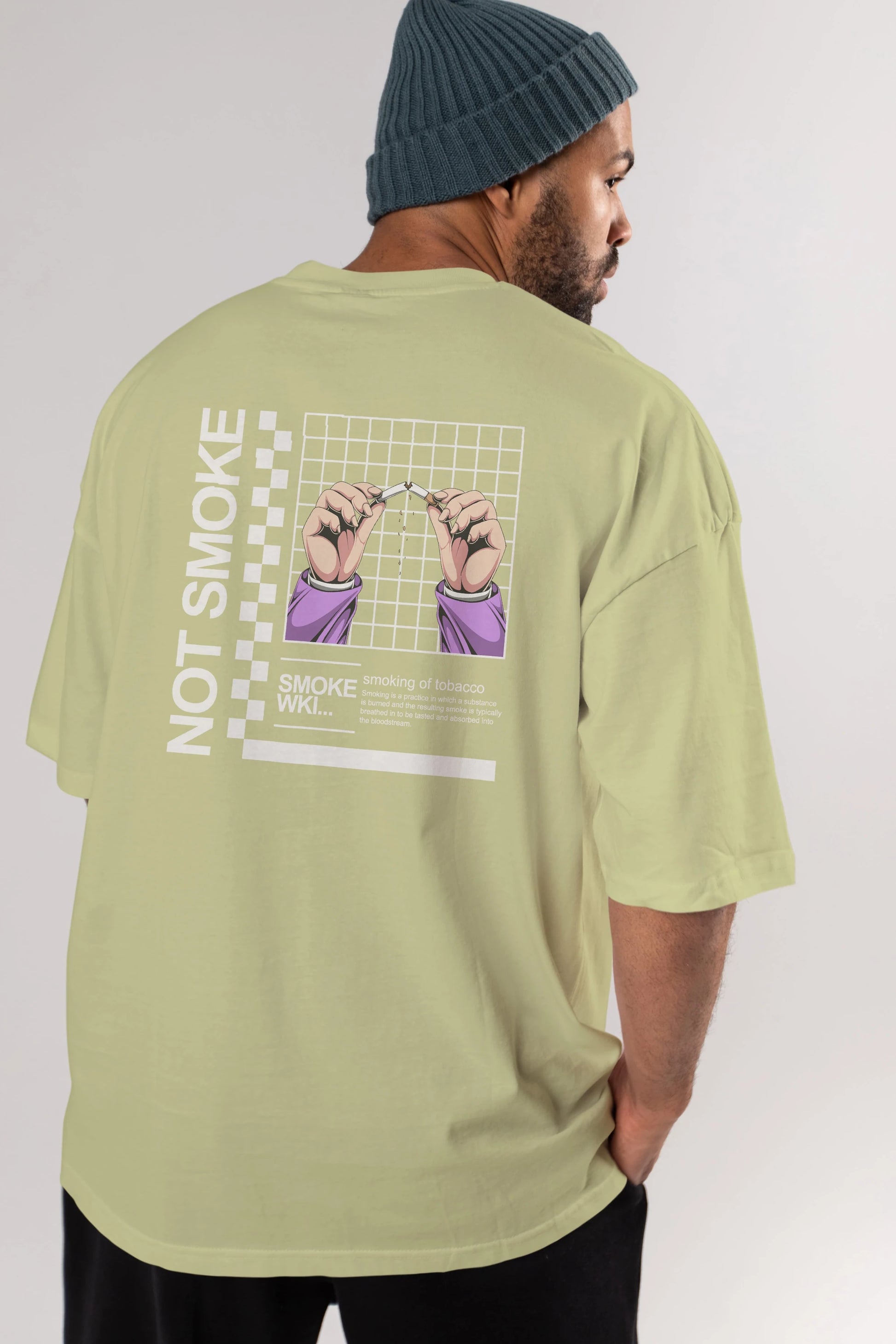Not Smoke Arka Baskılı Oversize t-shirt Erkek Kadın Unisex