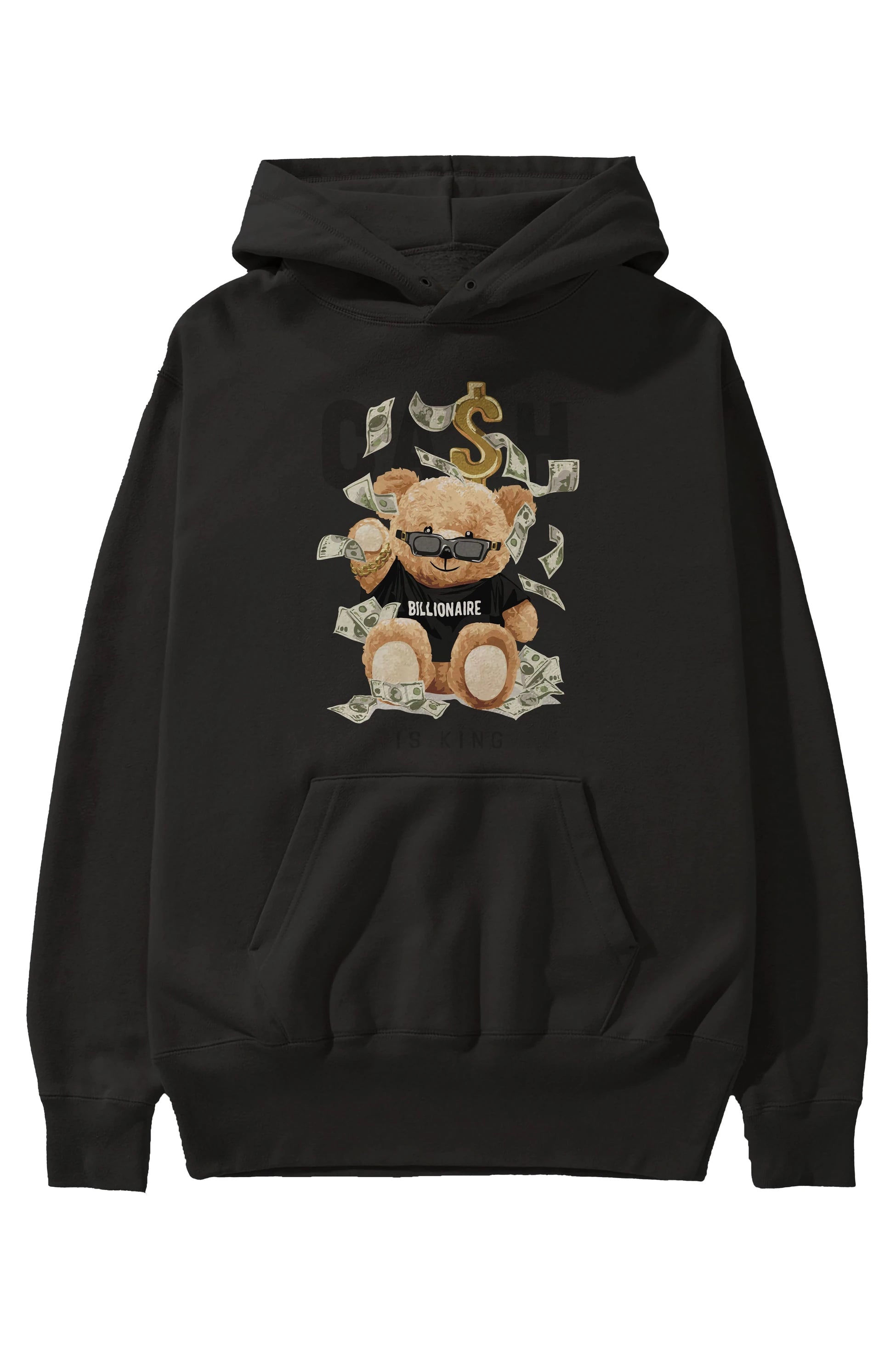 Teddy Bear Billionaire Ön Baskılı Hoodie Oversize Kapüşonlu Sweatshirt Erkek Kadın Unisex