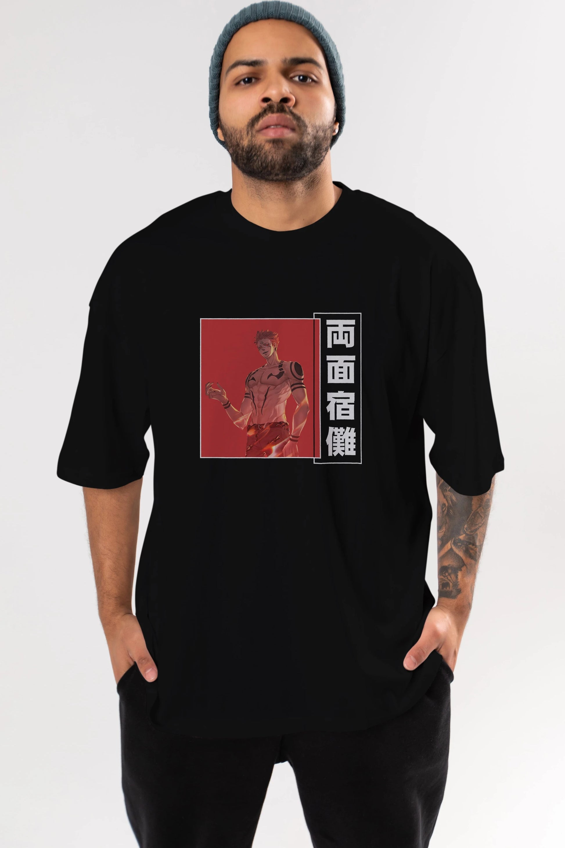 Sukuna Ryoumen 3 Anime Ön Baskılı Oversize t-shirt %100 pamuk Erkek Kadın Unisex