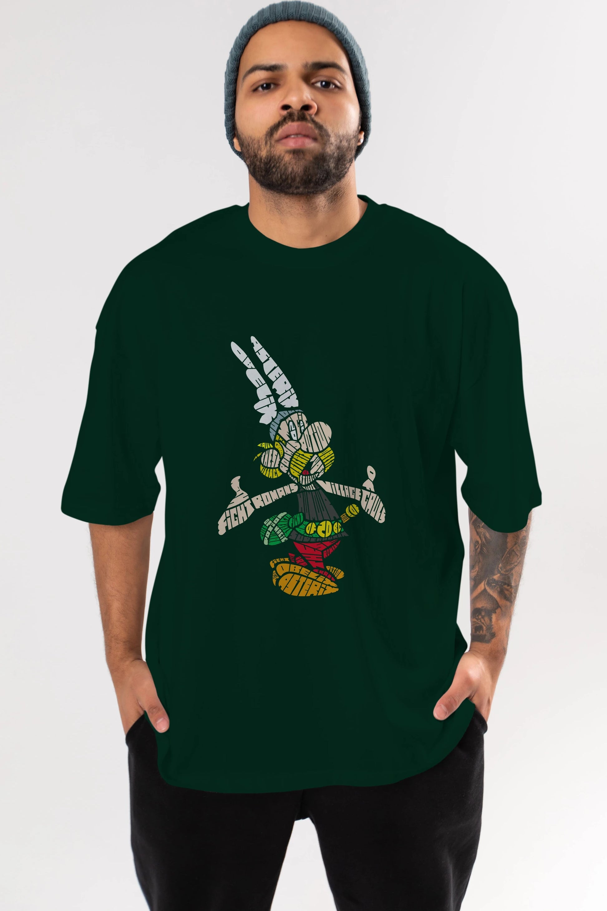 Asterix Ön Baskılı Oversize t-shirt %100 pamuk Erkek Kadın Unisex