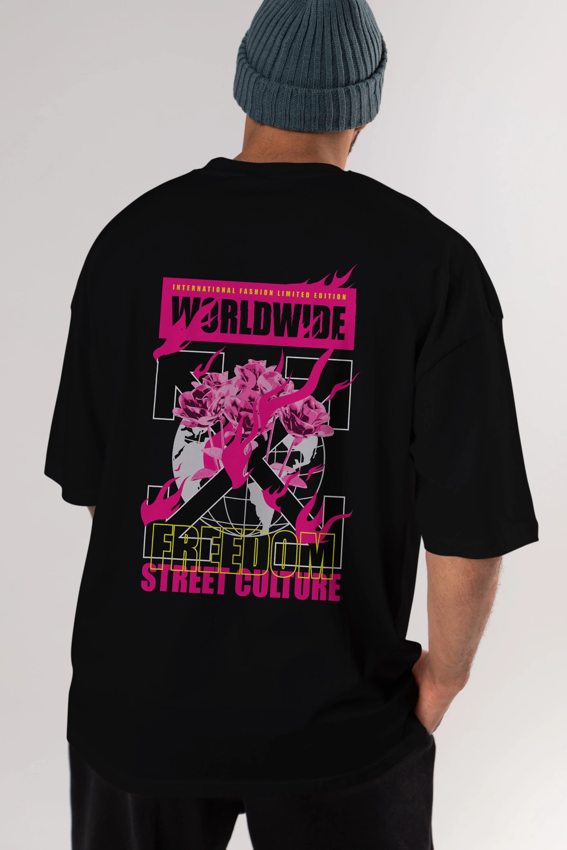 Freedom Street Culture Arka Baskılı Oversize t-shirt Erkek Kadın Unisex