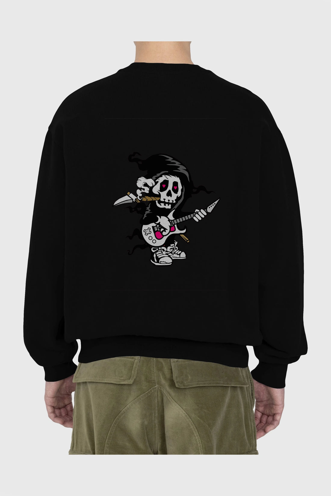 Grim Rockstar Arka Baskılı Oversize Sweatshirt Erkek Kadın Unisex