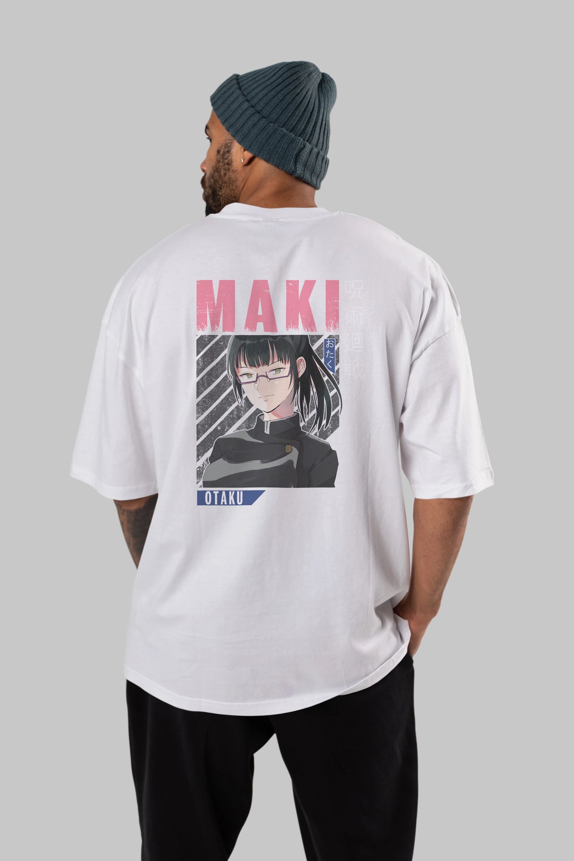 Maki Zenin CHAINSAWMAN 1 Anime Arka Baskılı Oversize t-shirt Erkek Kadın Unisex