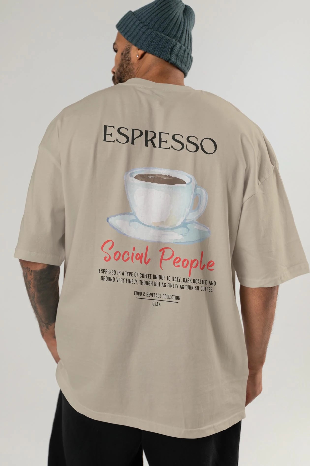 Espresso Kokteyl Serisi Baskılı Oversize t-shirt Erkek Kadın Unisex %100 Pamuk Bisiklet Yaka tişort