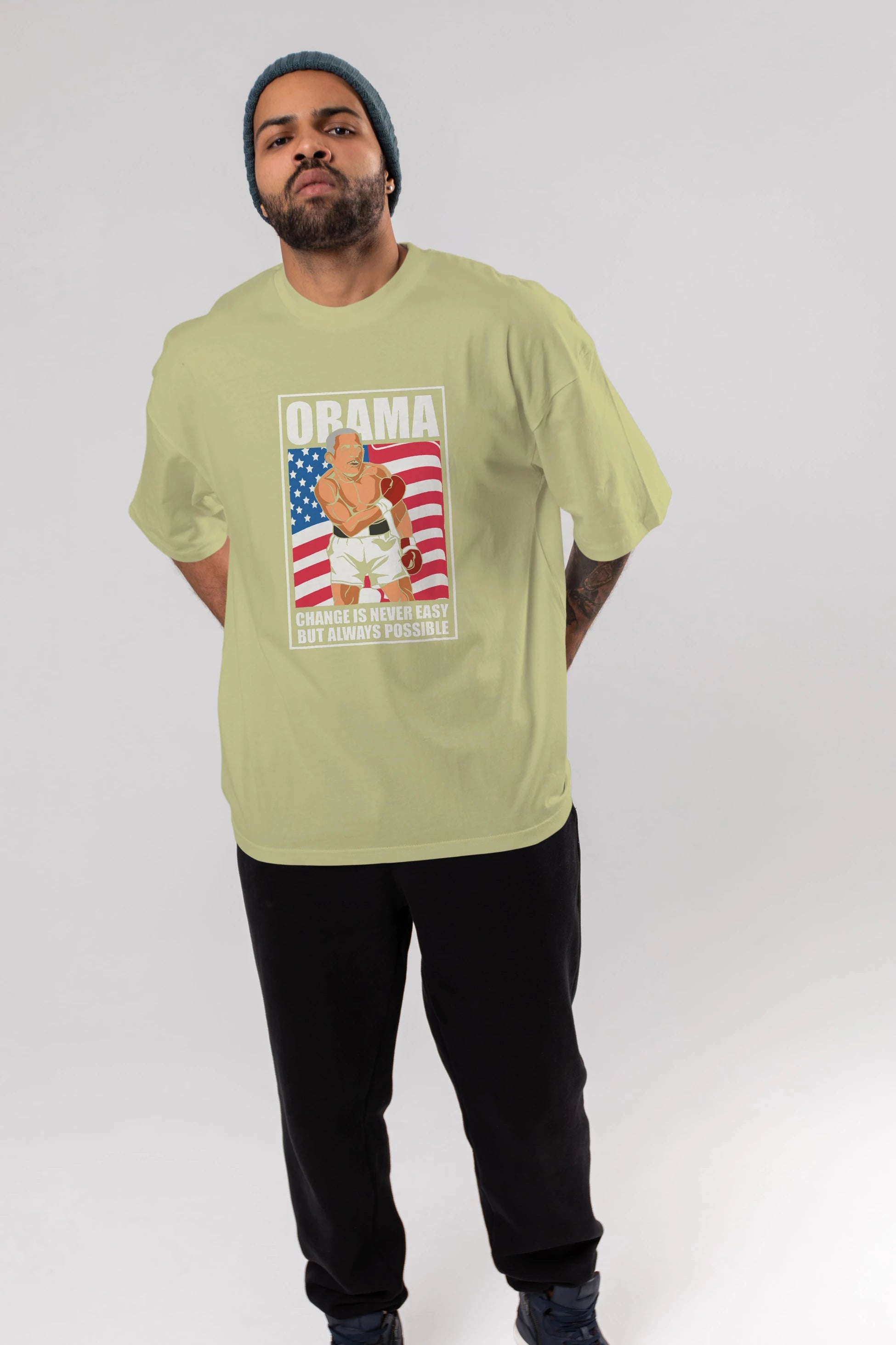 Obama Ön Baskılı Oversize t-shirt Erkek Kadın Unisex %100 Pamuk tişort