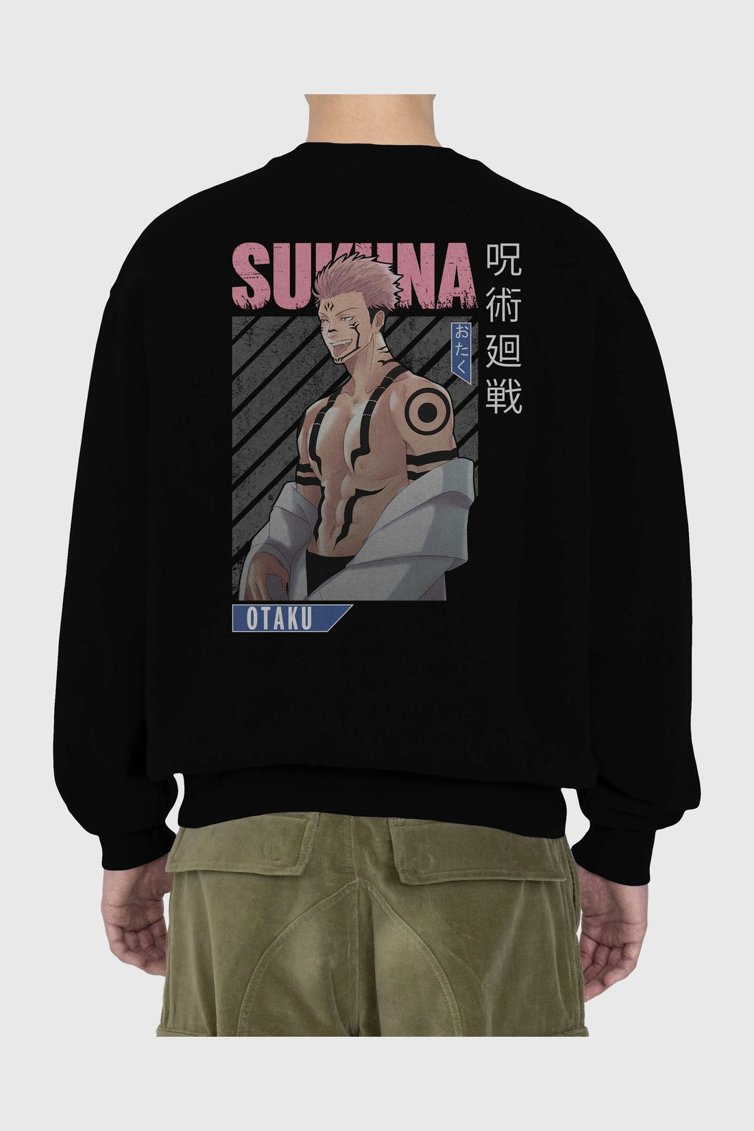 Sukuna Ryoumen Anime Arka Baskılı Oversize Sweatshirt Erkek Kadın Unisex