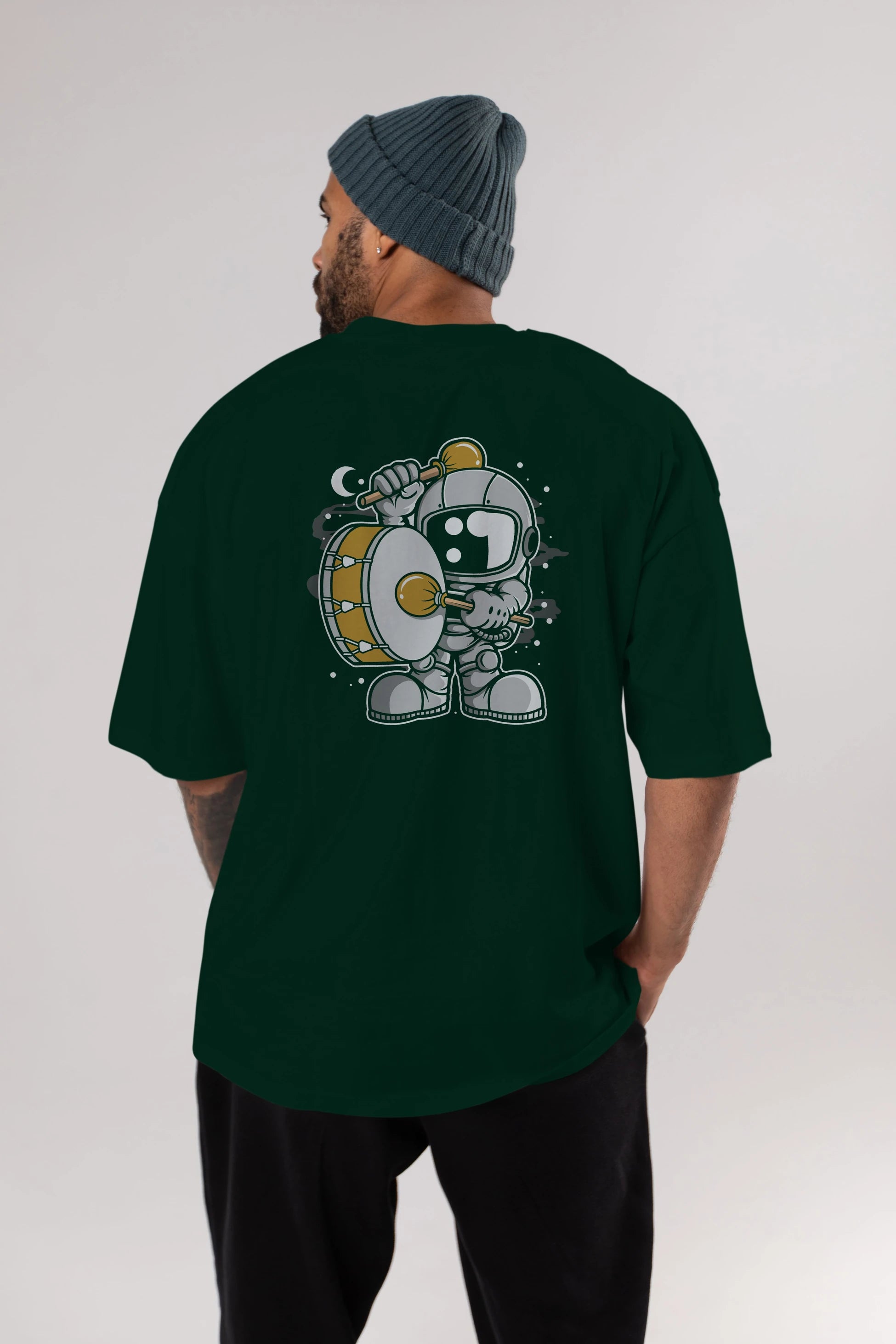 Astronaut Marching Band Arka Baskılı Oversize t-shirt Erkek Kadın Unisex