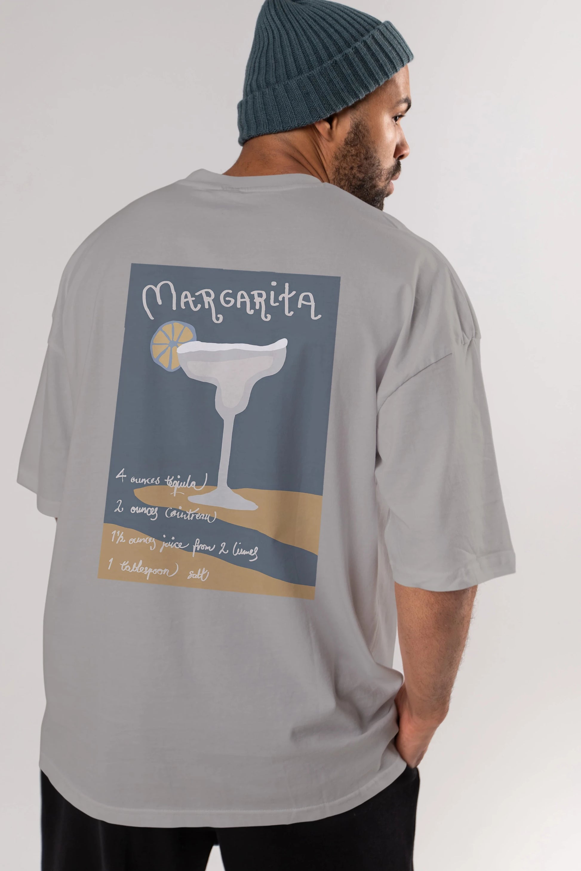 Margarita 2 Arka Baskılı Oversize t-shirt Erkek Kadın Unisex %100 Pamuk Bisiklet Yaka tişort