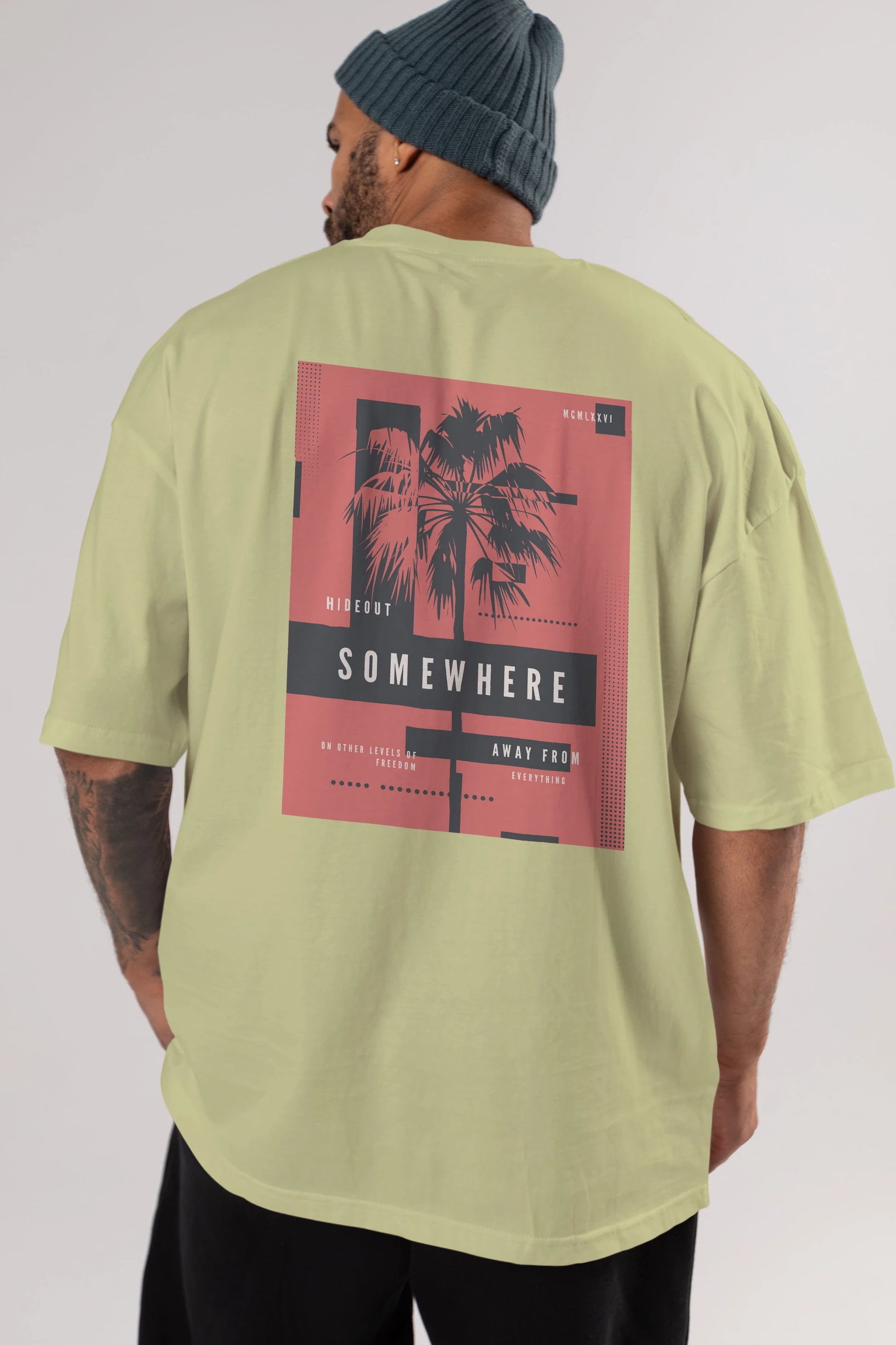 Hideout Somewhere Arka Baskılı Oversize t-shirt Erkek Kadın Unisex