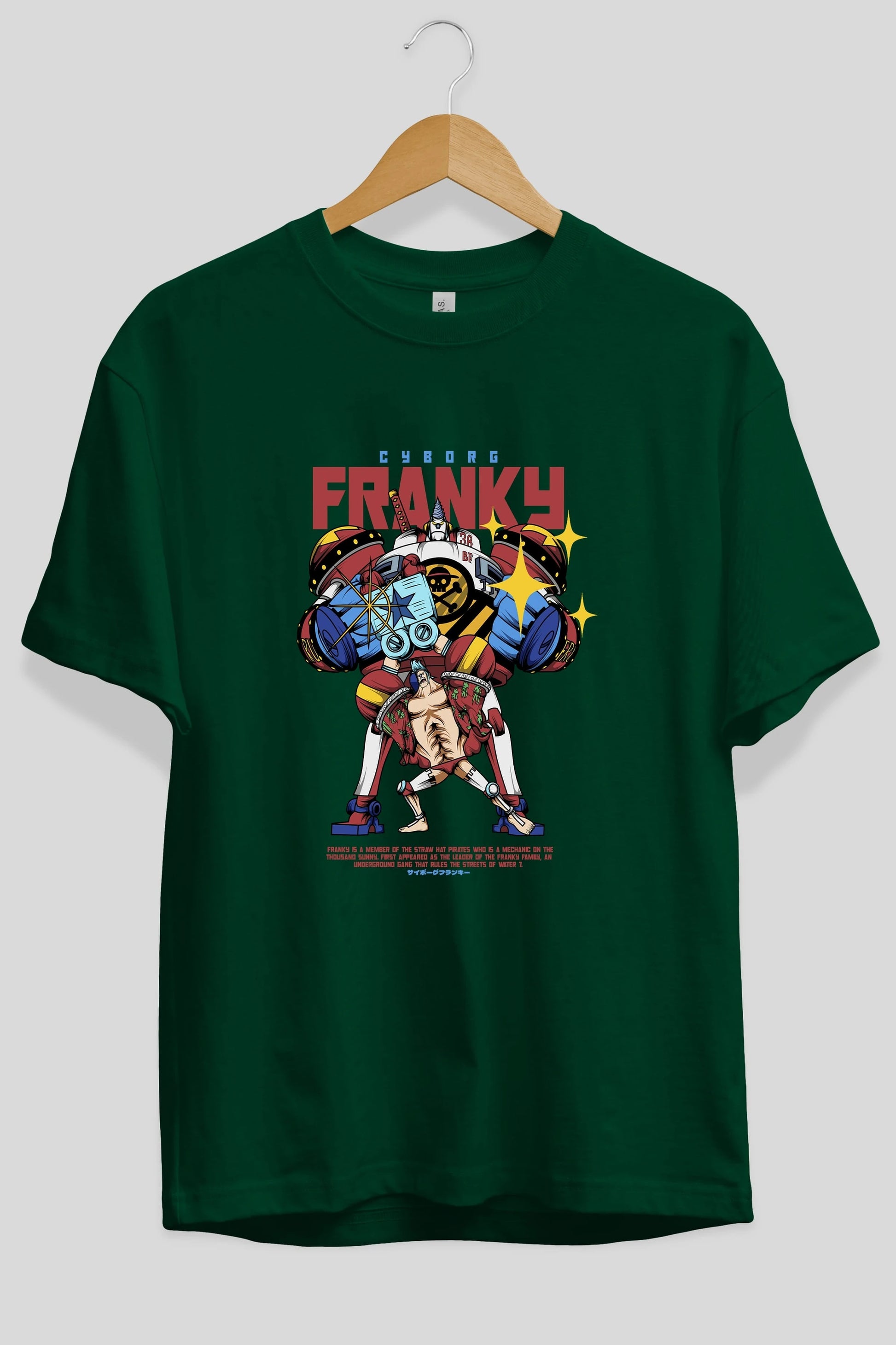 Cyborg Franky Anime Ön Baskılı Oversize t-shirt %100 pamuk Erkek Kadın Unisex