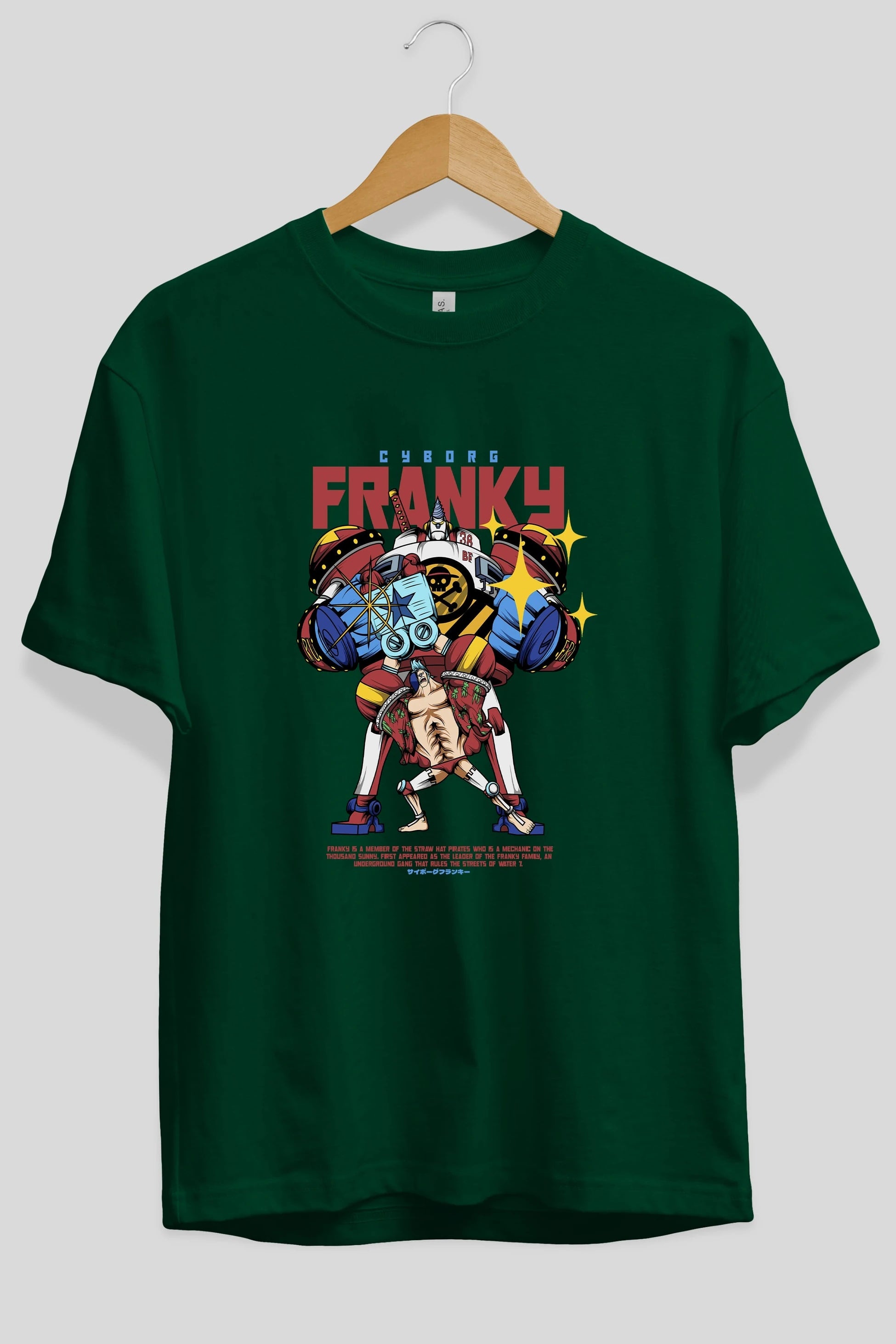 Cyborg Franky Anime Ön Baskılı Oversize t-shirt %100 pamuk Erkek Kadın Unisex