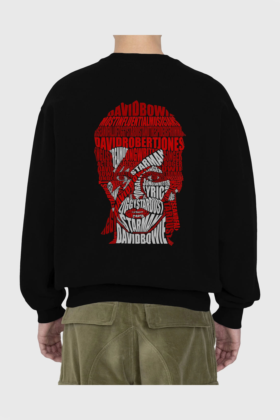 David Bowie Calligram Arka Baskılı Oversize Sweatshirt Erkek Kadın Unisex