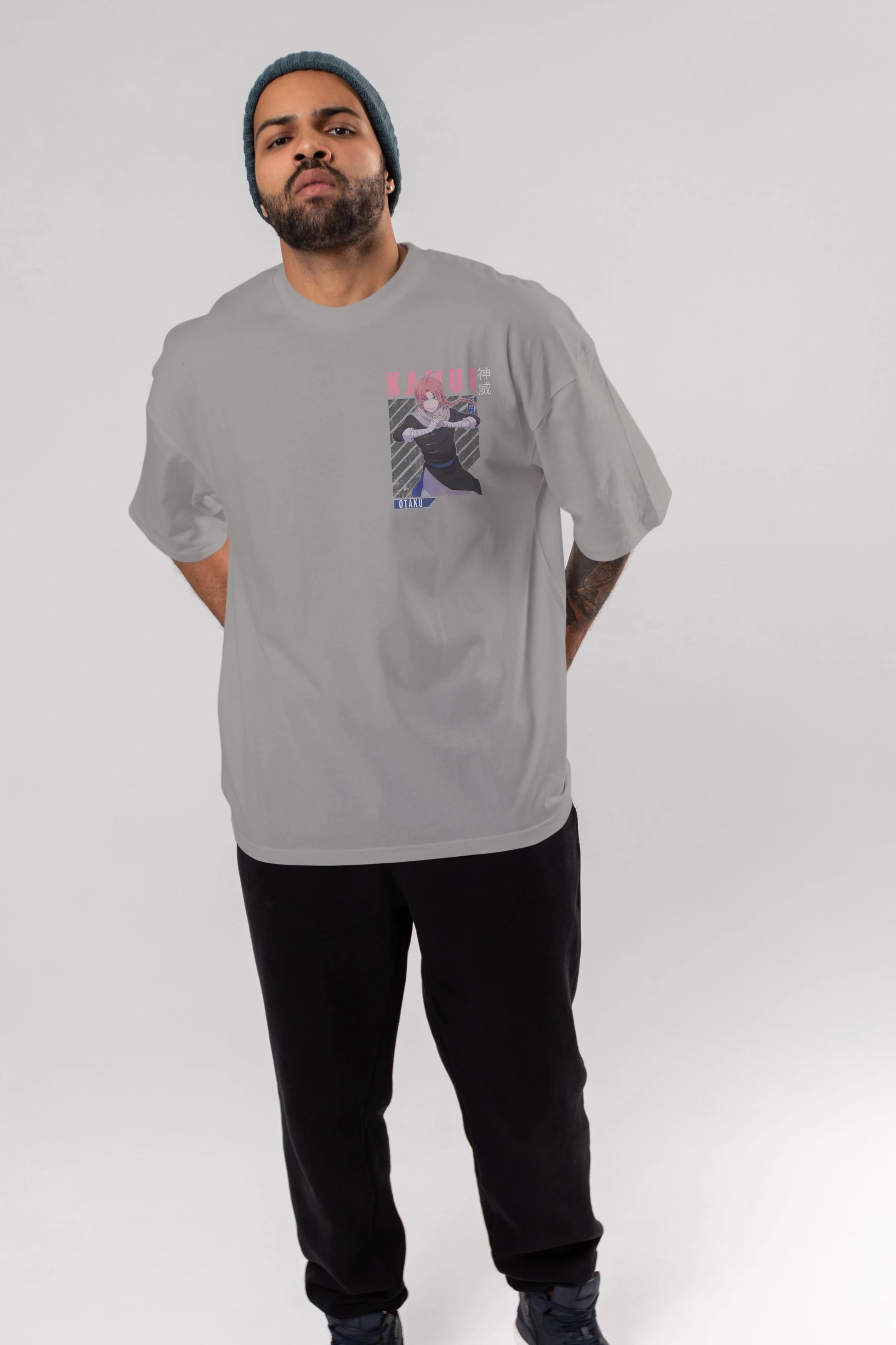 Kamui GINTAMA Ön Sol Baskılı Oversize t-shirt Erkek Kadın Unisex %100 Pamuk Bisiklet Yaka tişort