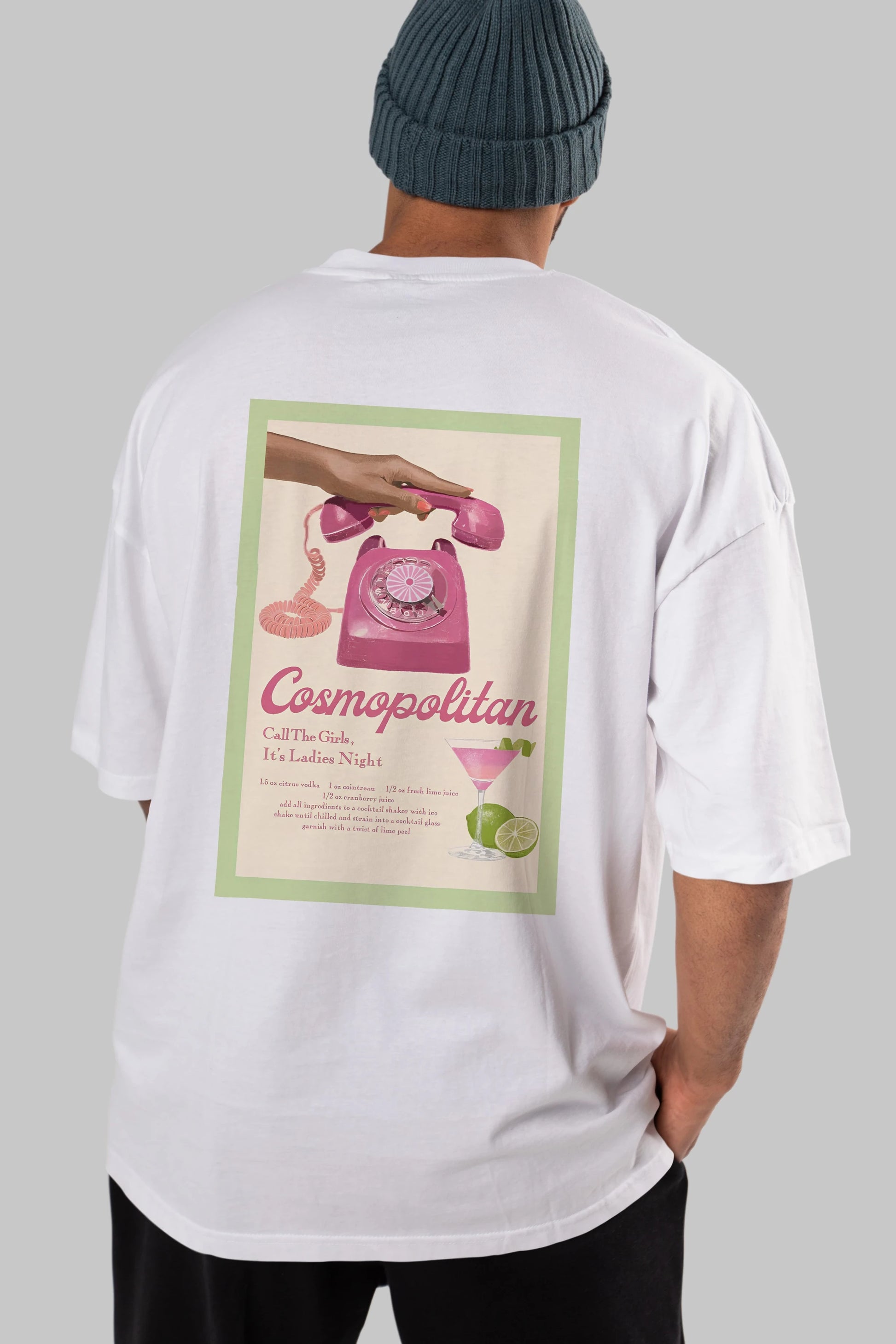 Cosmopolitan 5 Arka Baskılı Oversize t-shirt Erkek Kadın Unisex %100 Pamuk Bisiklet Yaka tişort