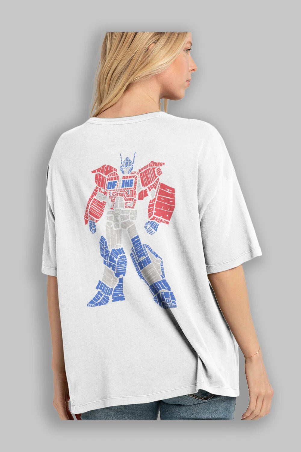 Optimus Prime Arka Baskılı Oversize t-shirt %100 pamuk Erkek Kadın Unisex