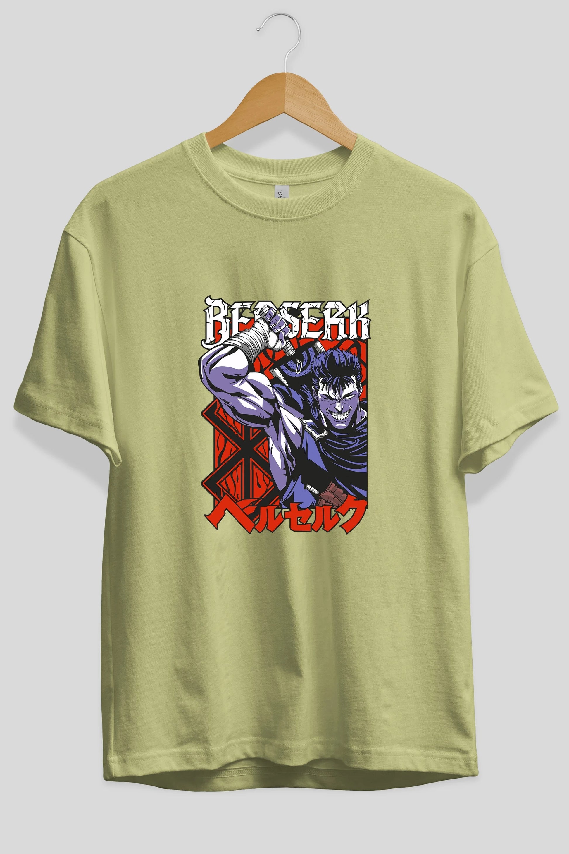 GUTS berserk Anime Ön Baskılı Oversize t-shirt %100 pamuk Erkek Kadın Unisex